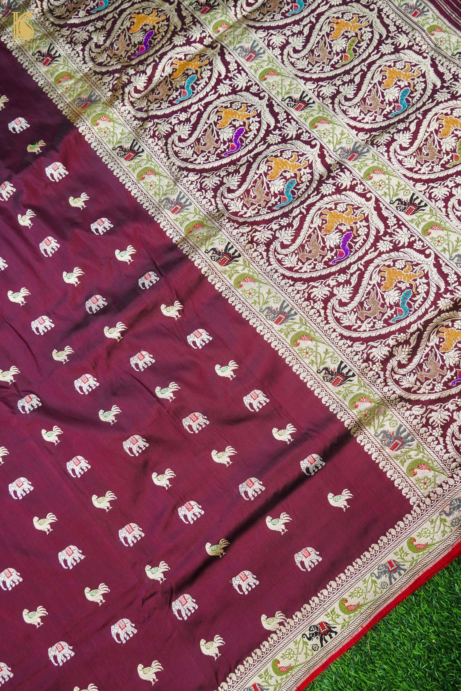 Handloom Banarasi Katan Shikargah Saree