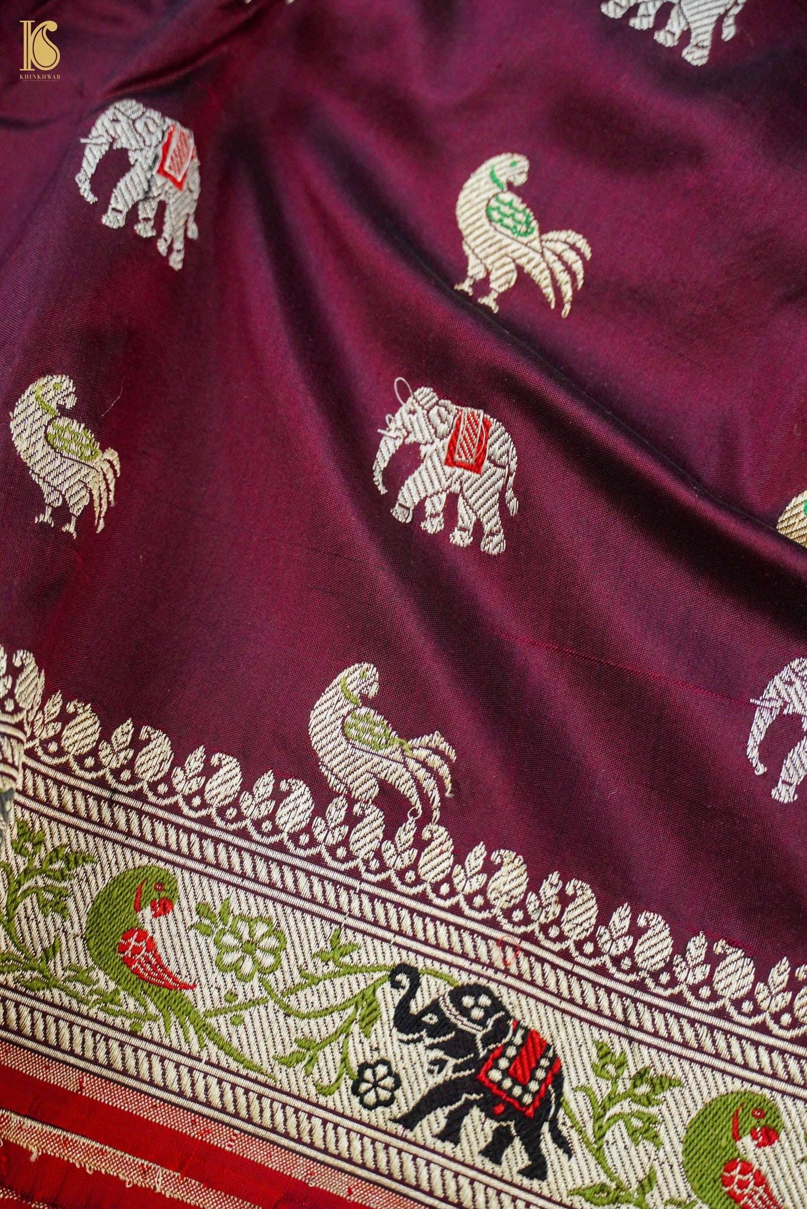 Handloom Banarasi Katan Shikargah Saree