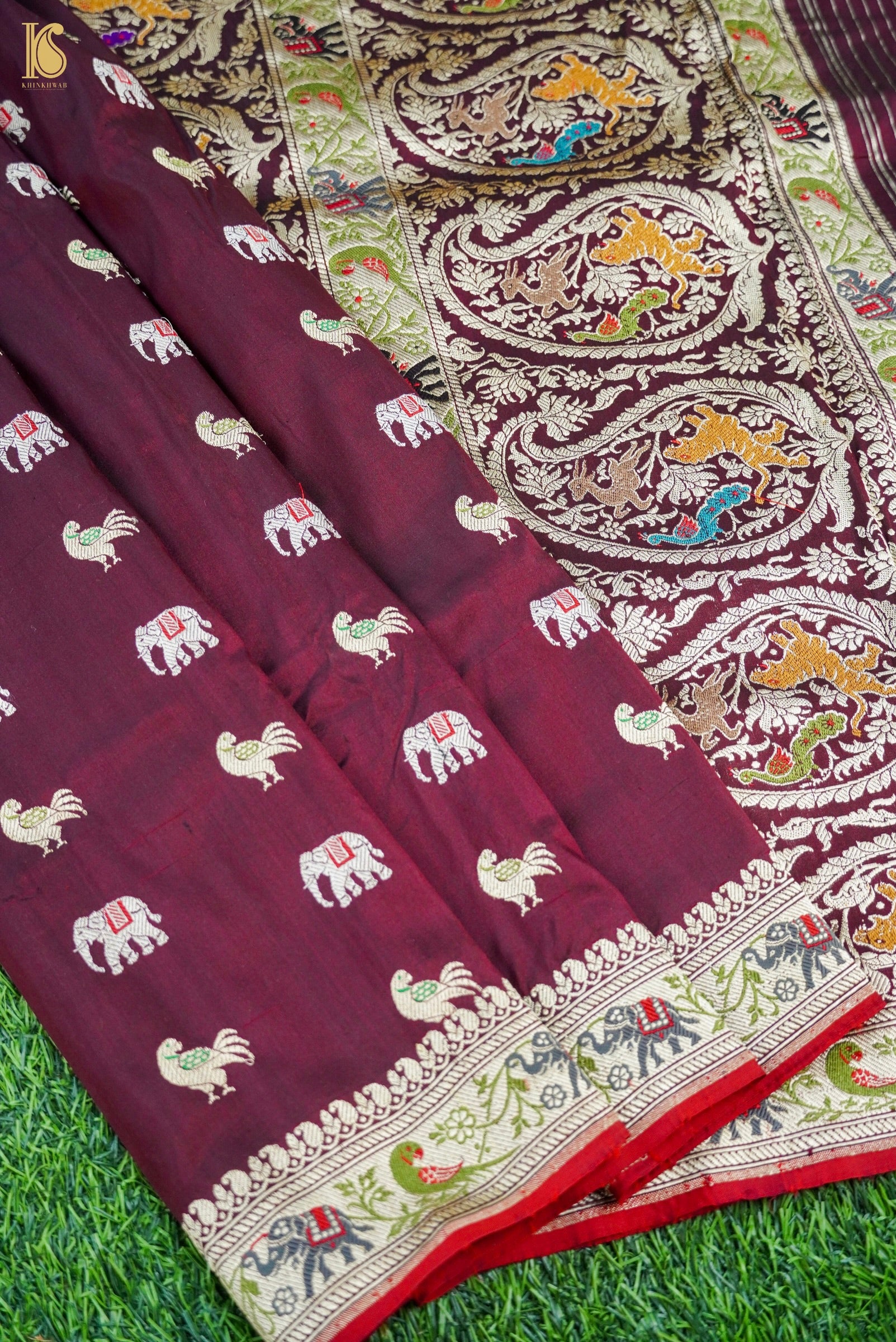 Handloom Banarasi Katan Shikargah Saree