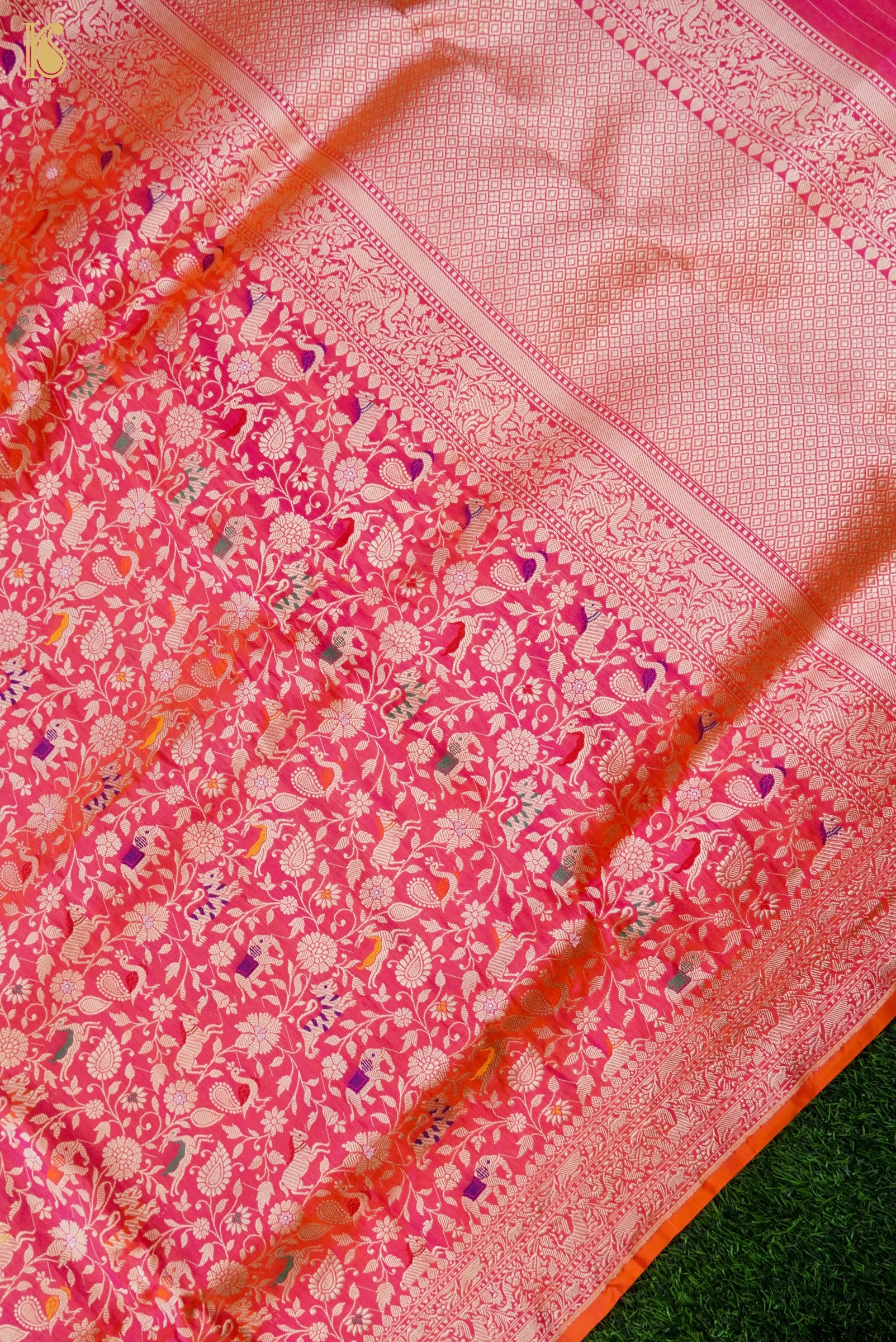 Handloom Banarasi Katan Shikargah Saree