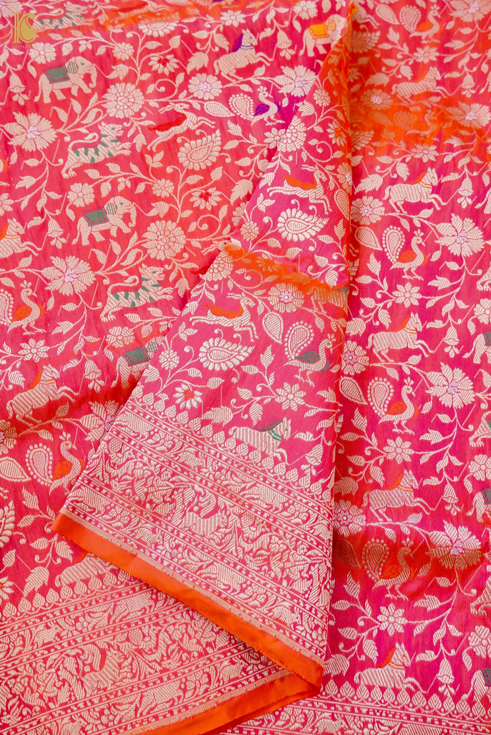 Handloom Banarasi Katan Shikargah Saree
