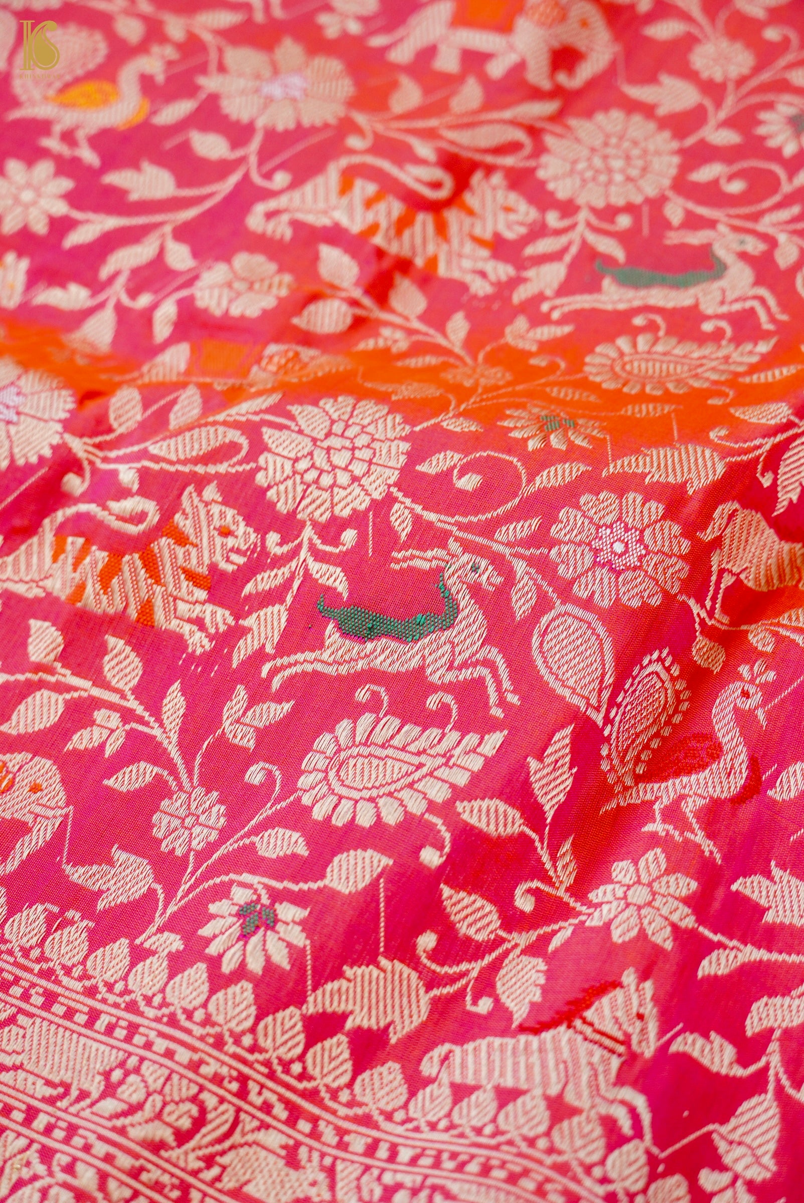 Handloom Banarasi Katan Shikargah Saree