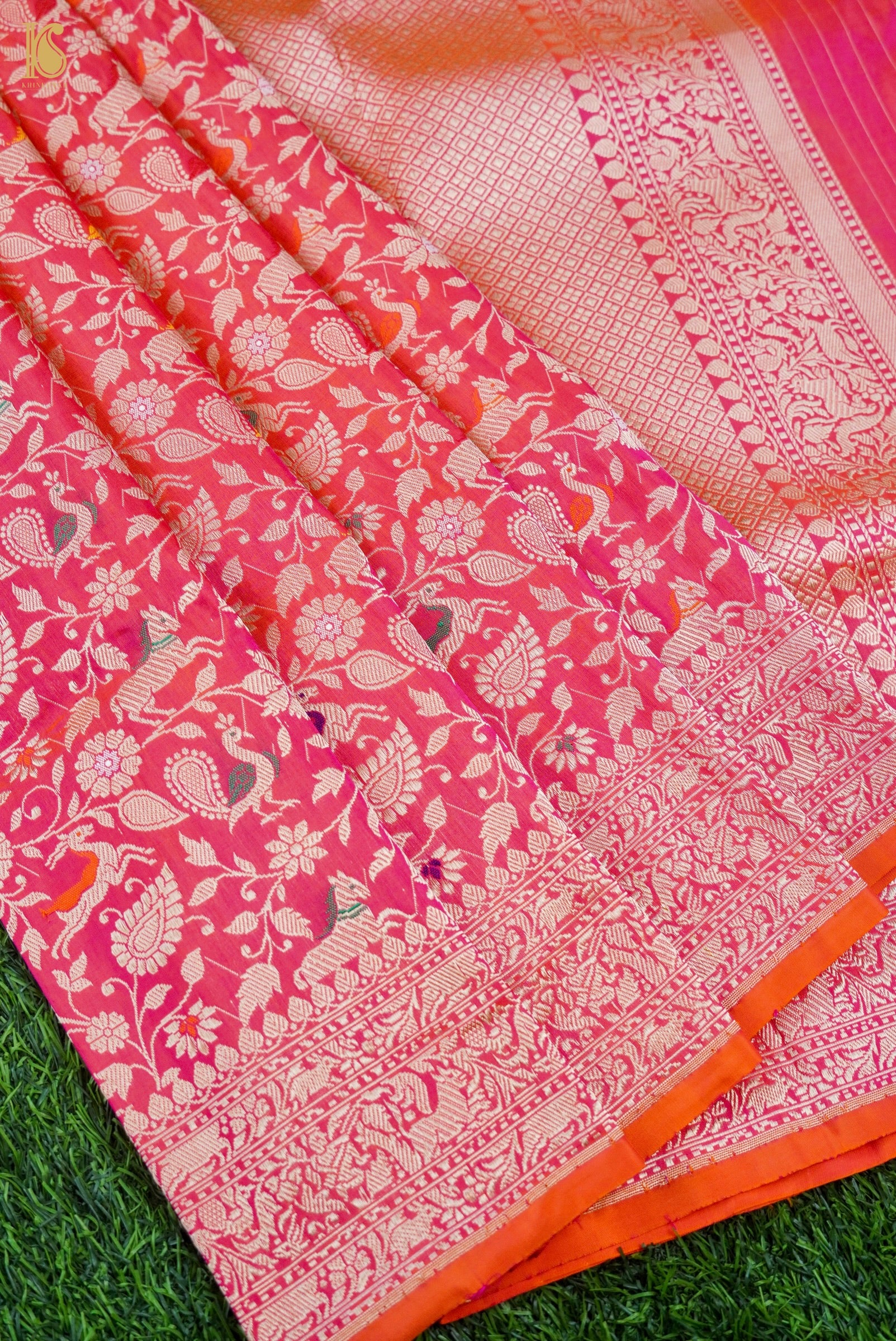 Handloom Banarasi Katan Shikargah Saree