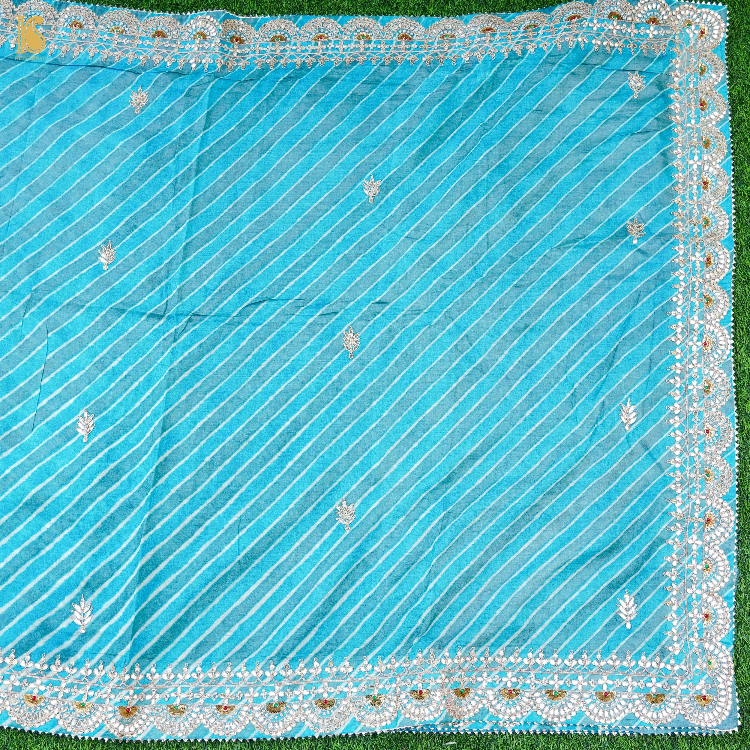 Leheriya Tussar Silk Gotta Patti Embriodery Saree