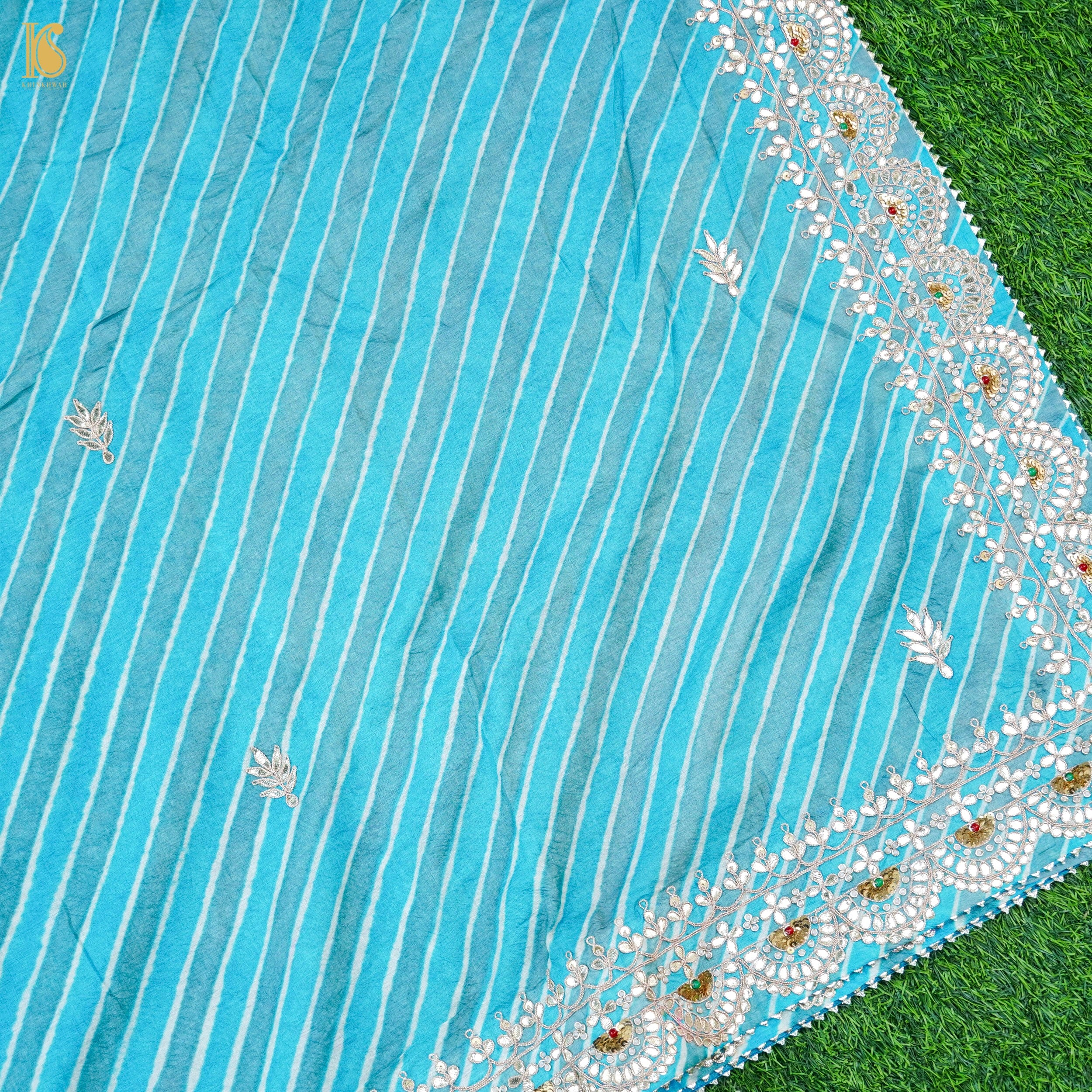 Leheriya Tussar Silk Gotta Patti Embriodery Saree