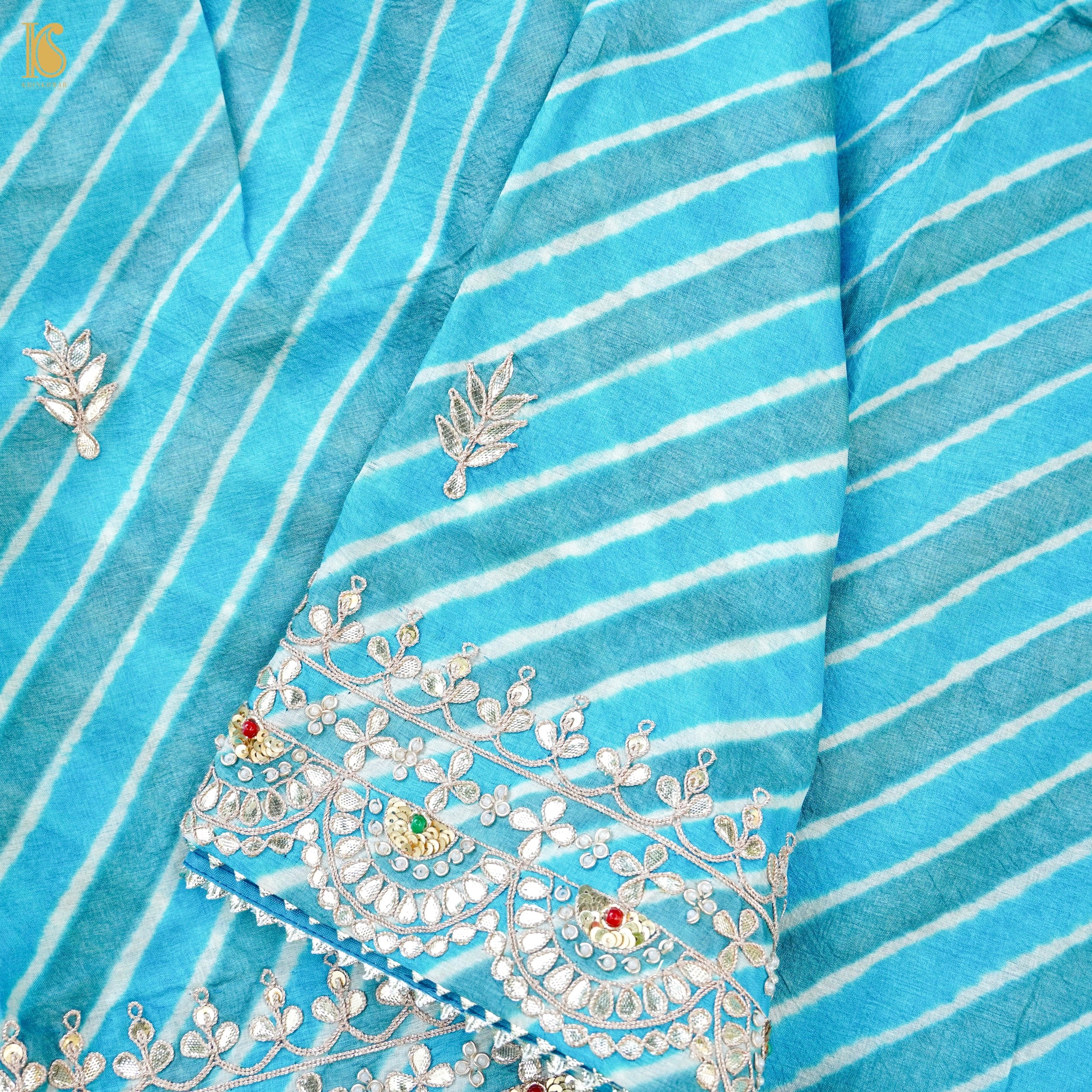 Leheriya Tussar Silk Gotta Patti Embriodery Saree