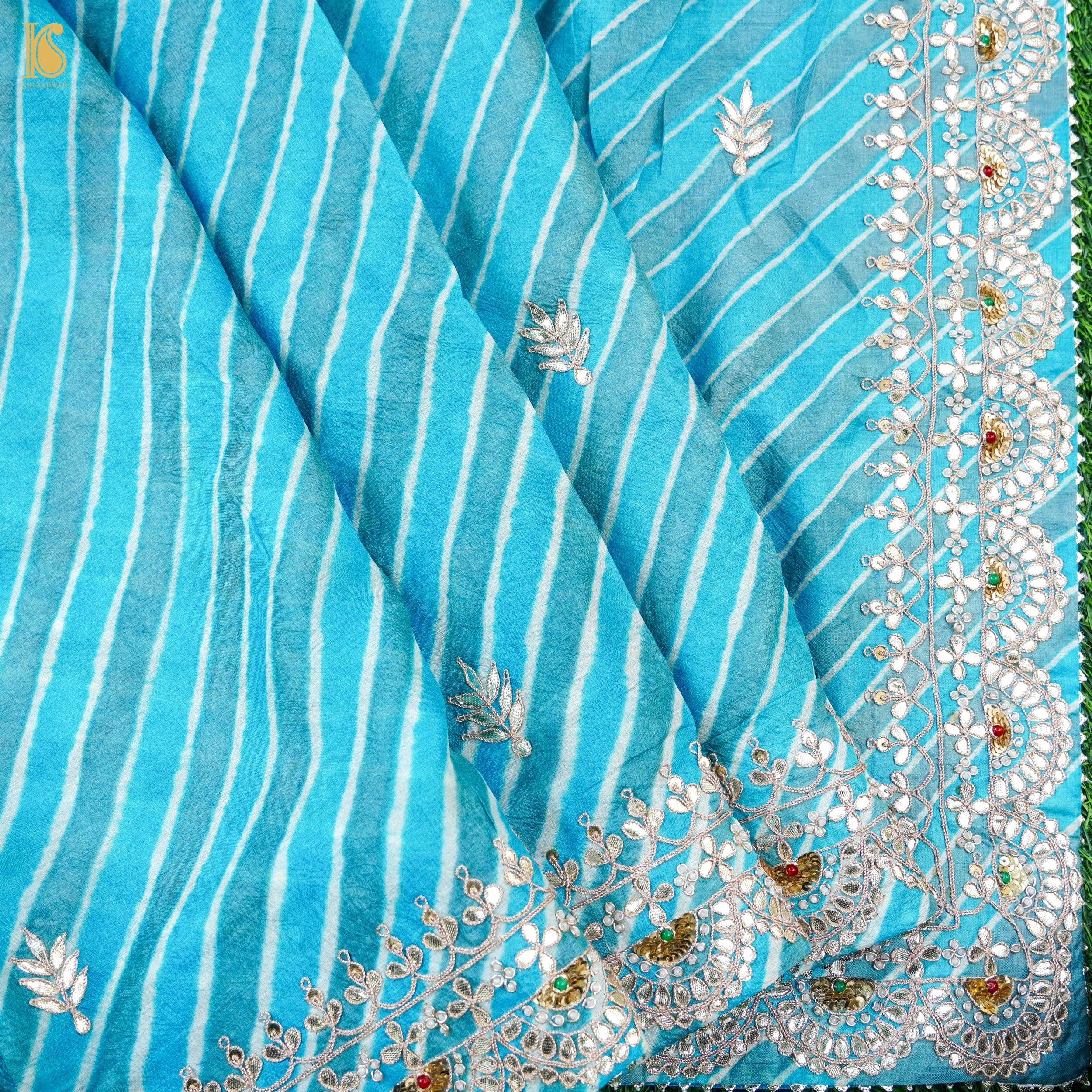 Leheriya Tussar Silk Gotta Patti Embriodery Saree