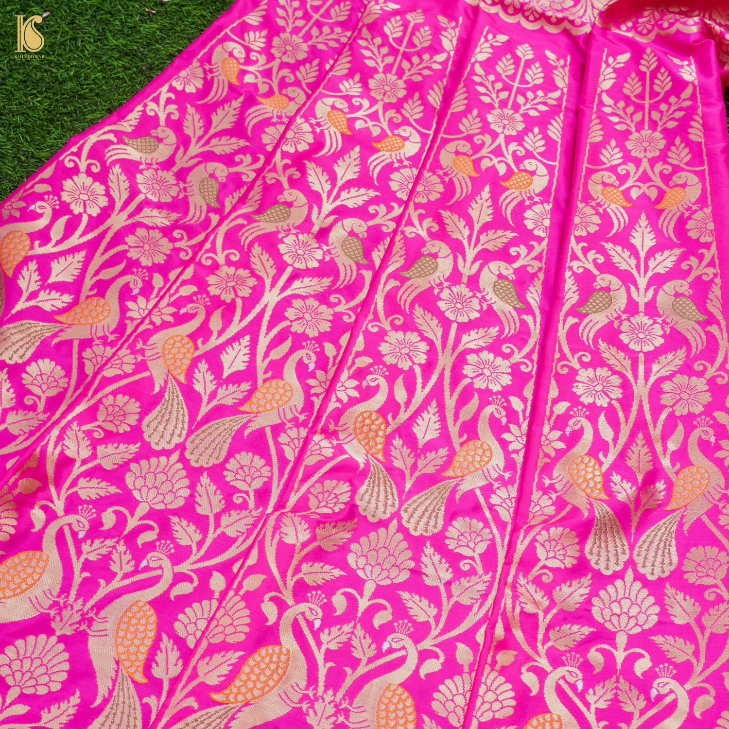 Handloom Banarasi Katan Silk Kalidar Peacock Lehenga