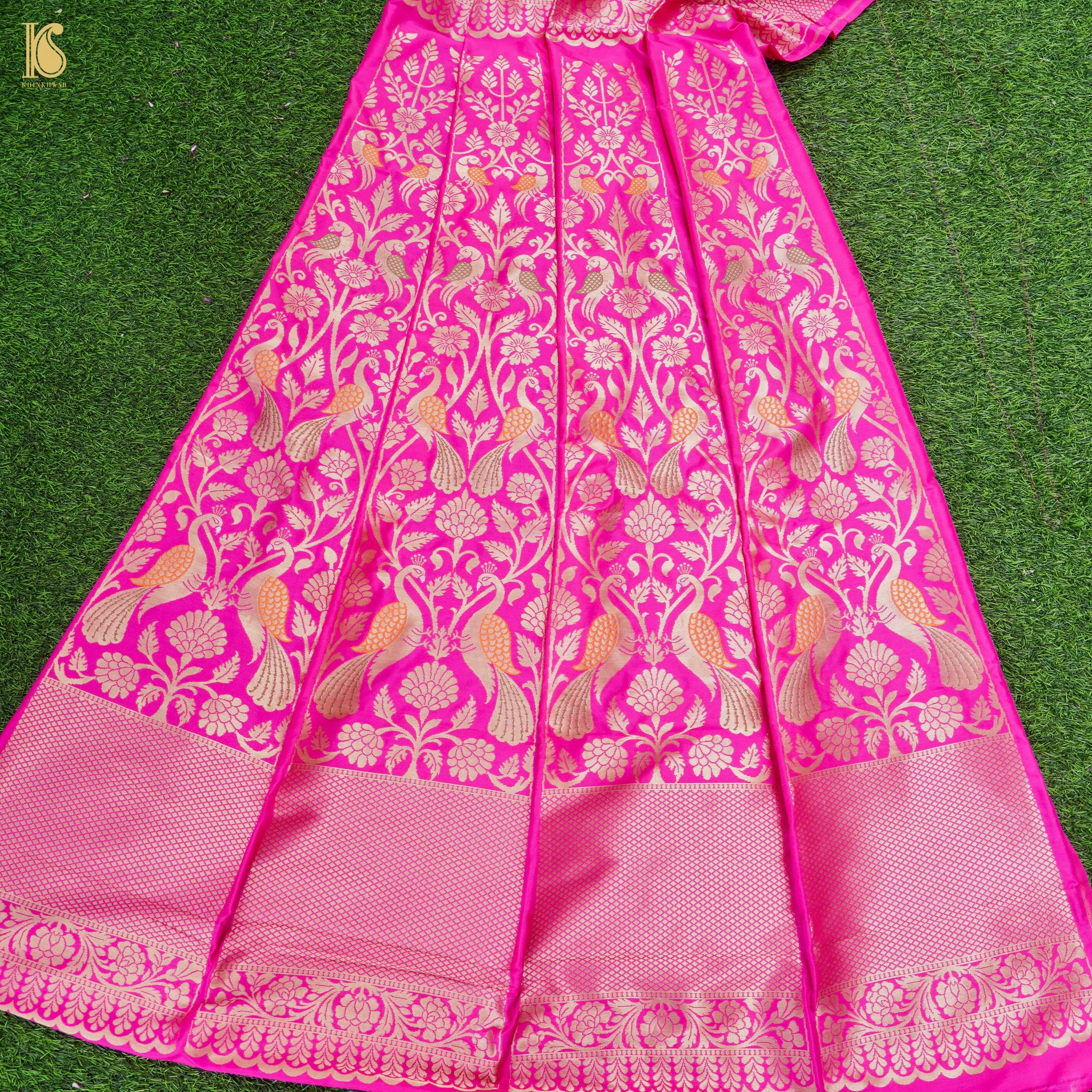 Handloom Banarasi Katan Silk Kalidar Peacock Lehenga