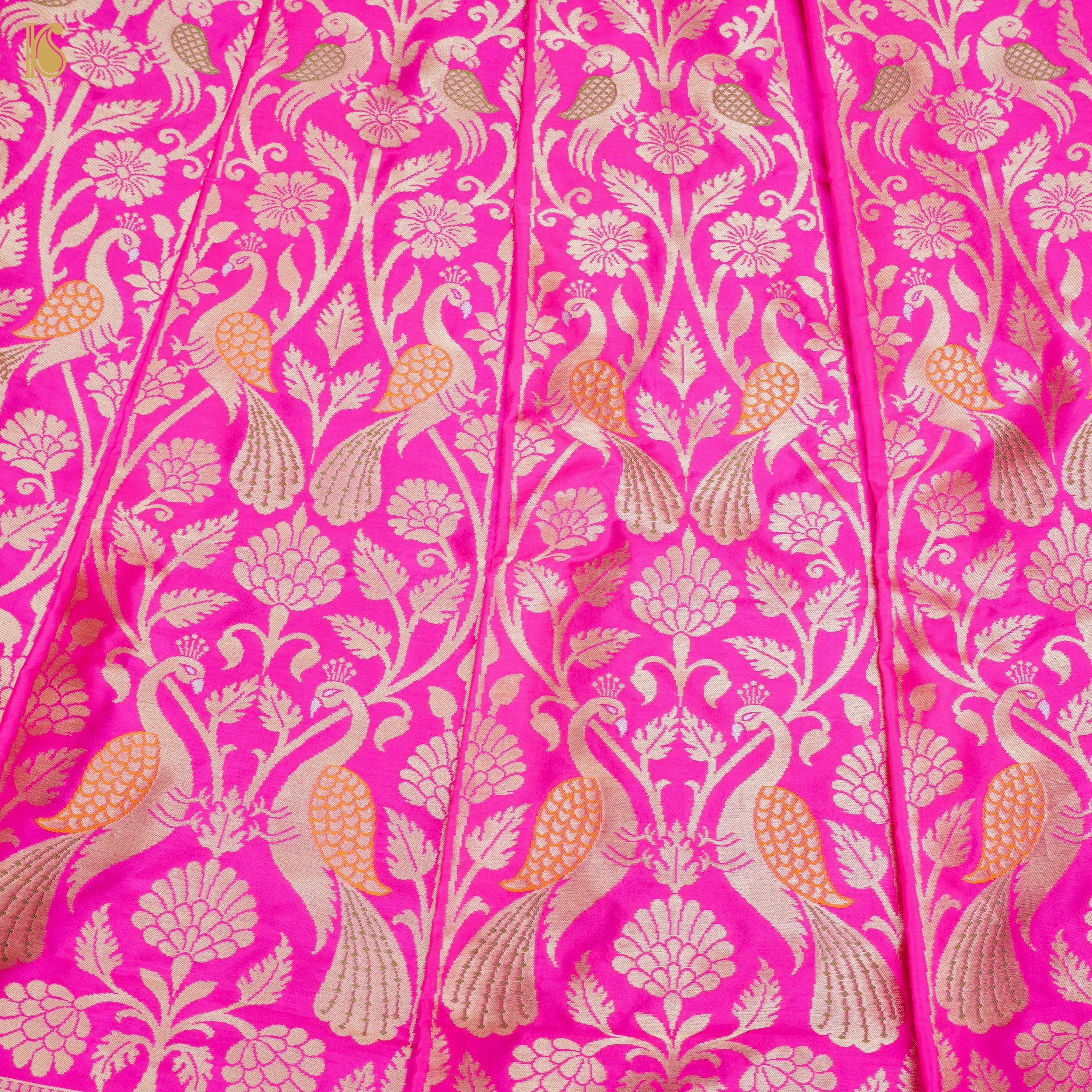 Handloom Banarasi Katan Silk Kalidar Peacock Lehenga