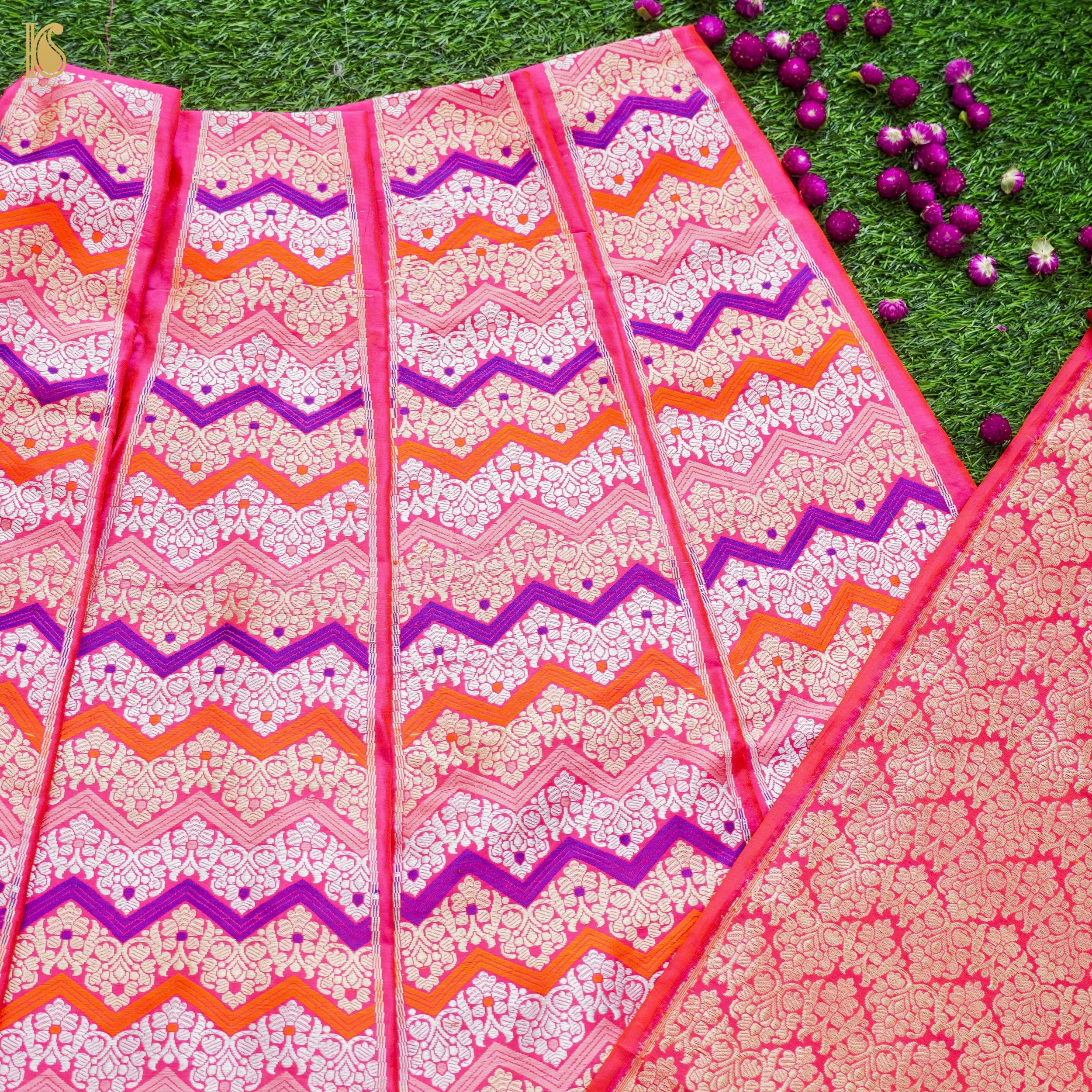 Handloom Banarasi Katan Silk Kalidar Rangtaal Lehenga