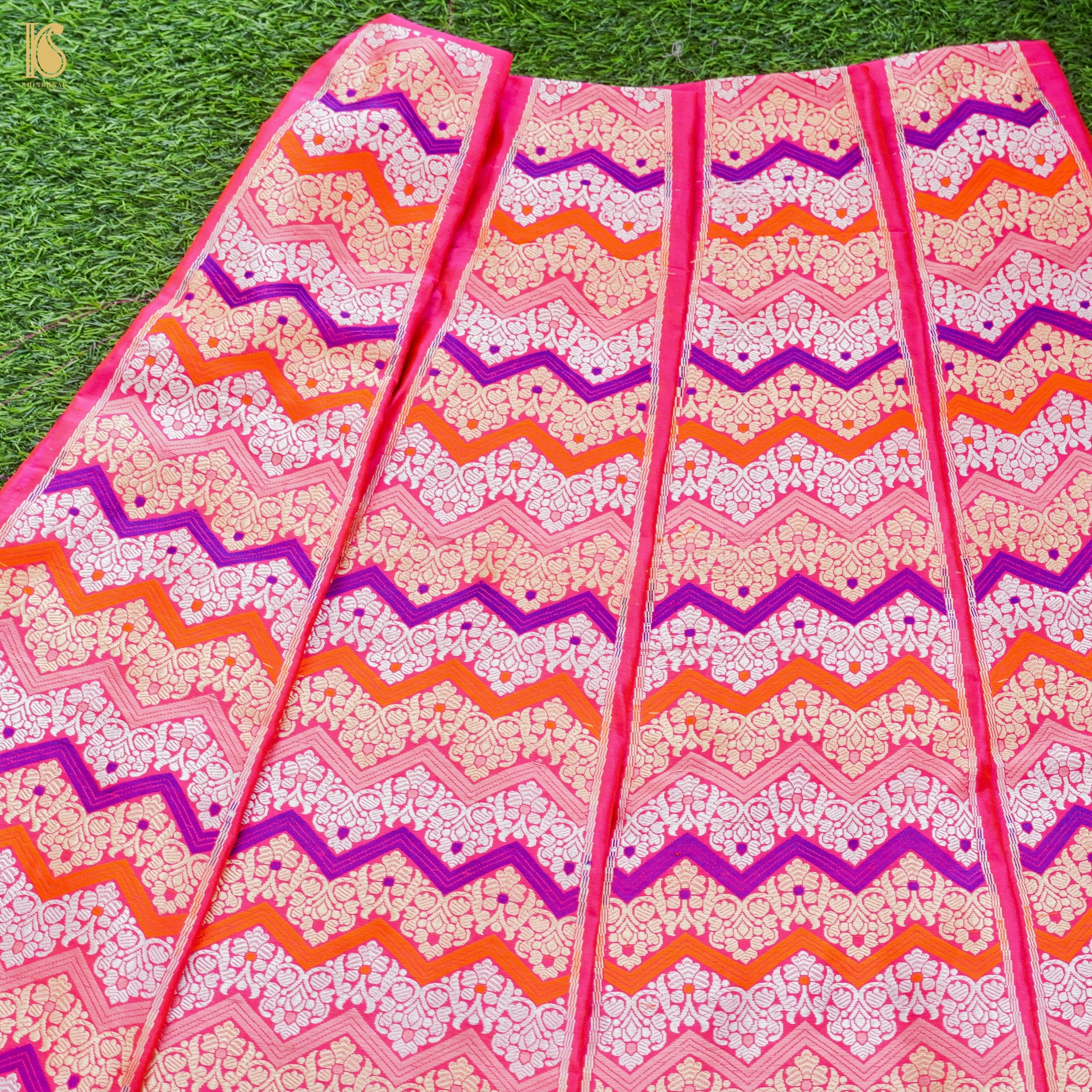 Handloom Banarasi Katan Silk Kalidar Rangtaal Lehenga