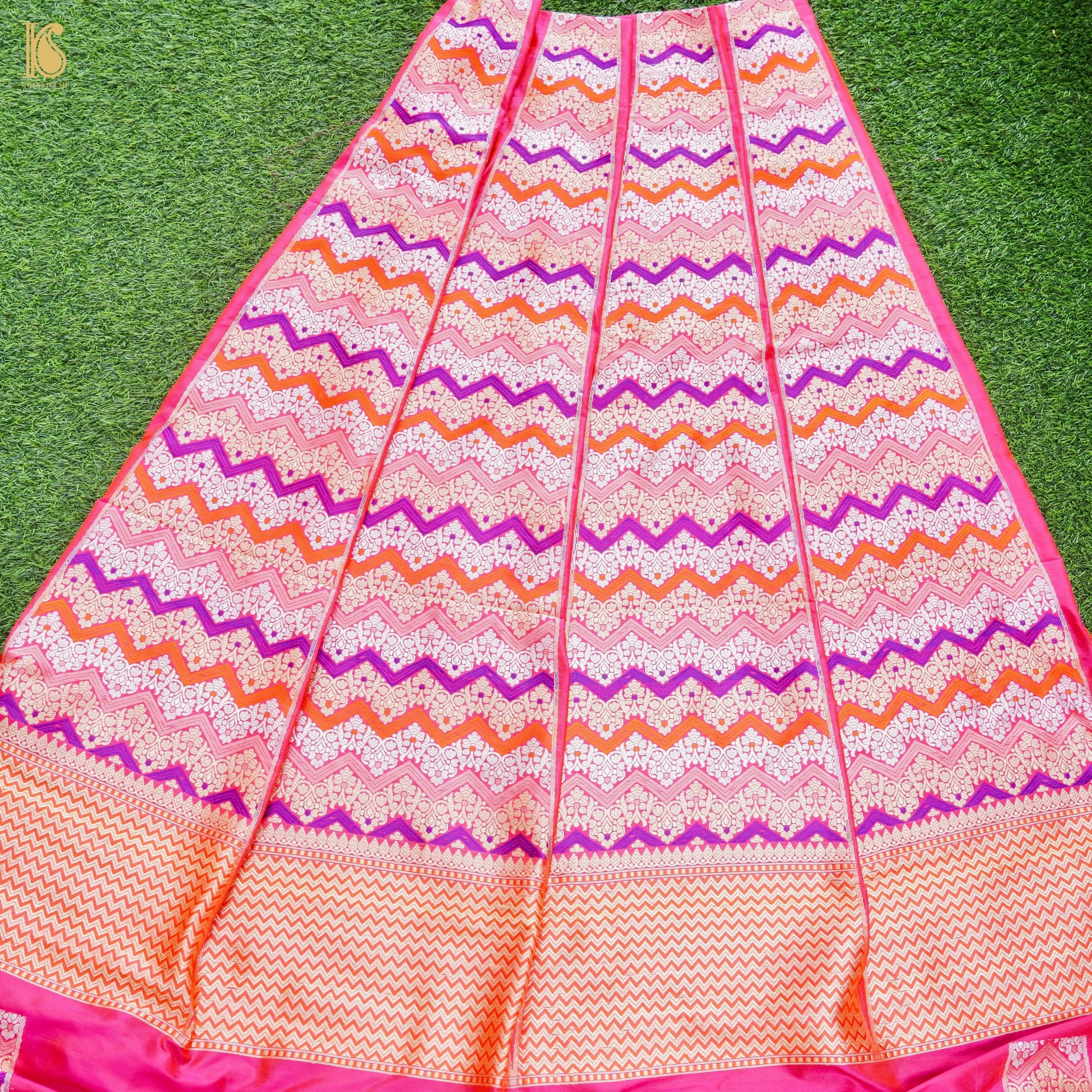 Handloom Banarasi Katan Silk Kalidar Rangtaal Lehenga