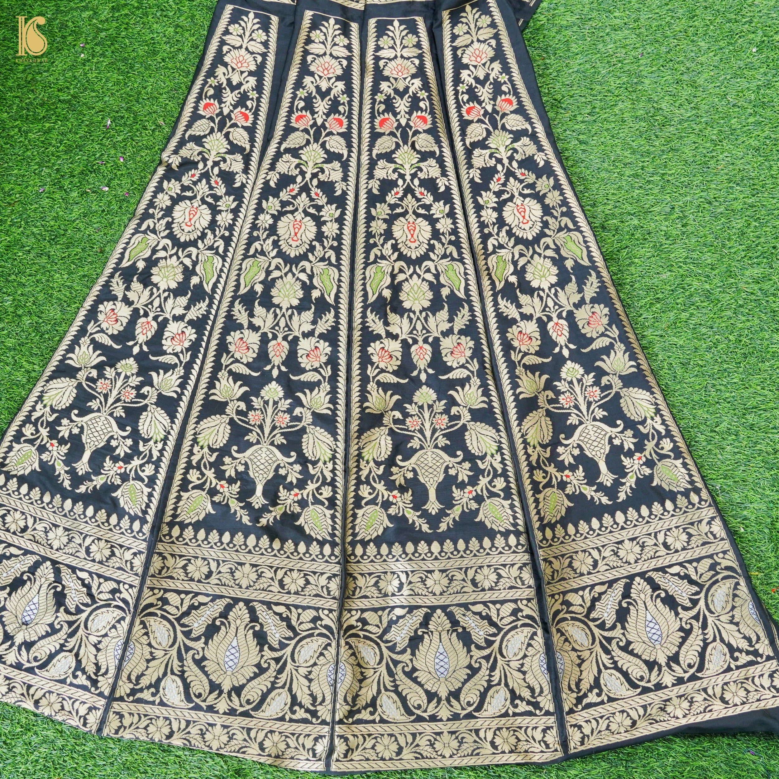 Handloom Banarasi Katan Silk Kalidar Gulnar Lehenga
