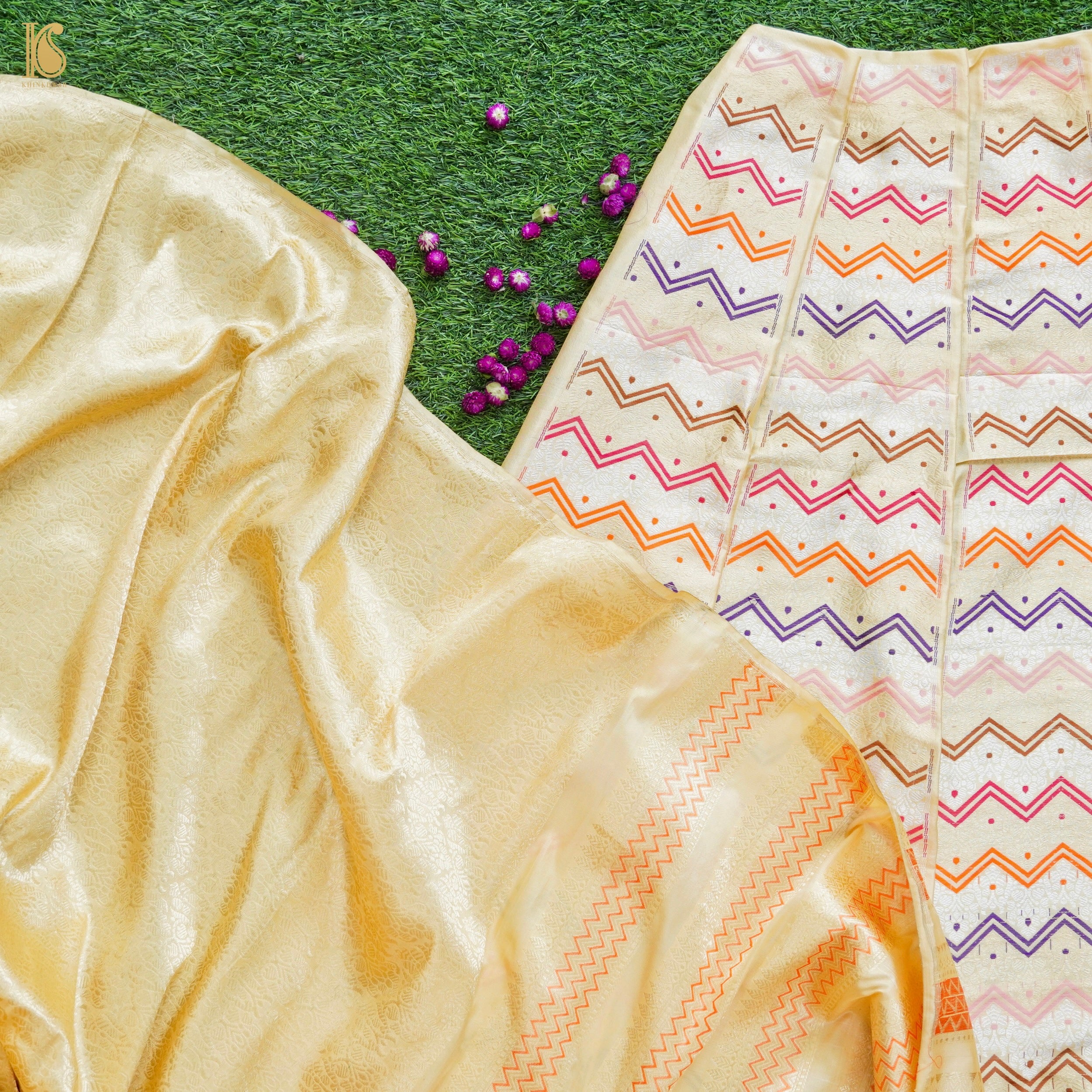 Handloom Banarasi Katan Silk Kalidar Rangtaal Lehenga