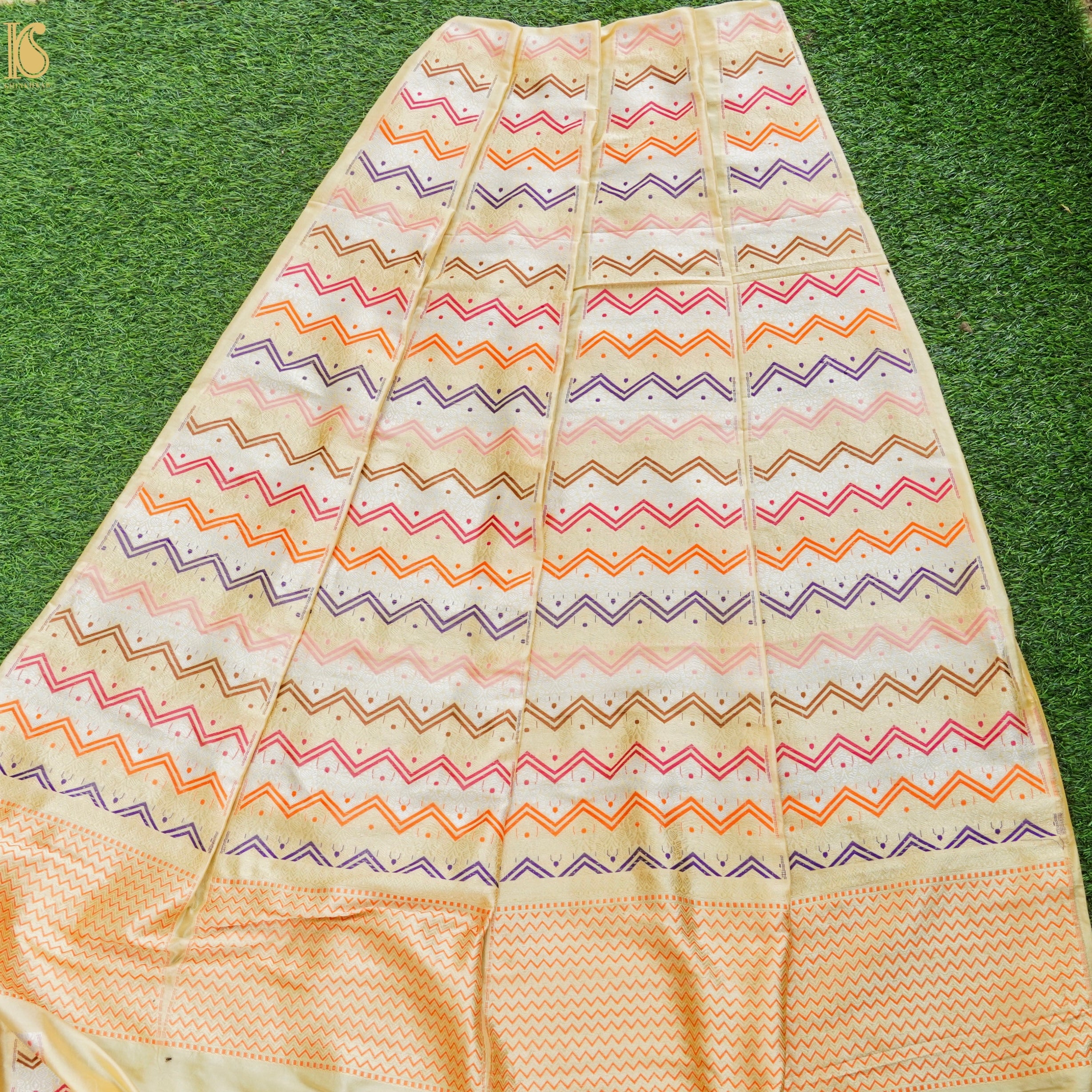 Handloom Banarasi Katan Silk Kalidar Rangtaal Lehenga