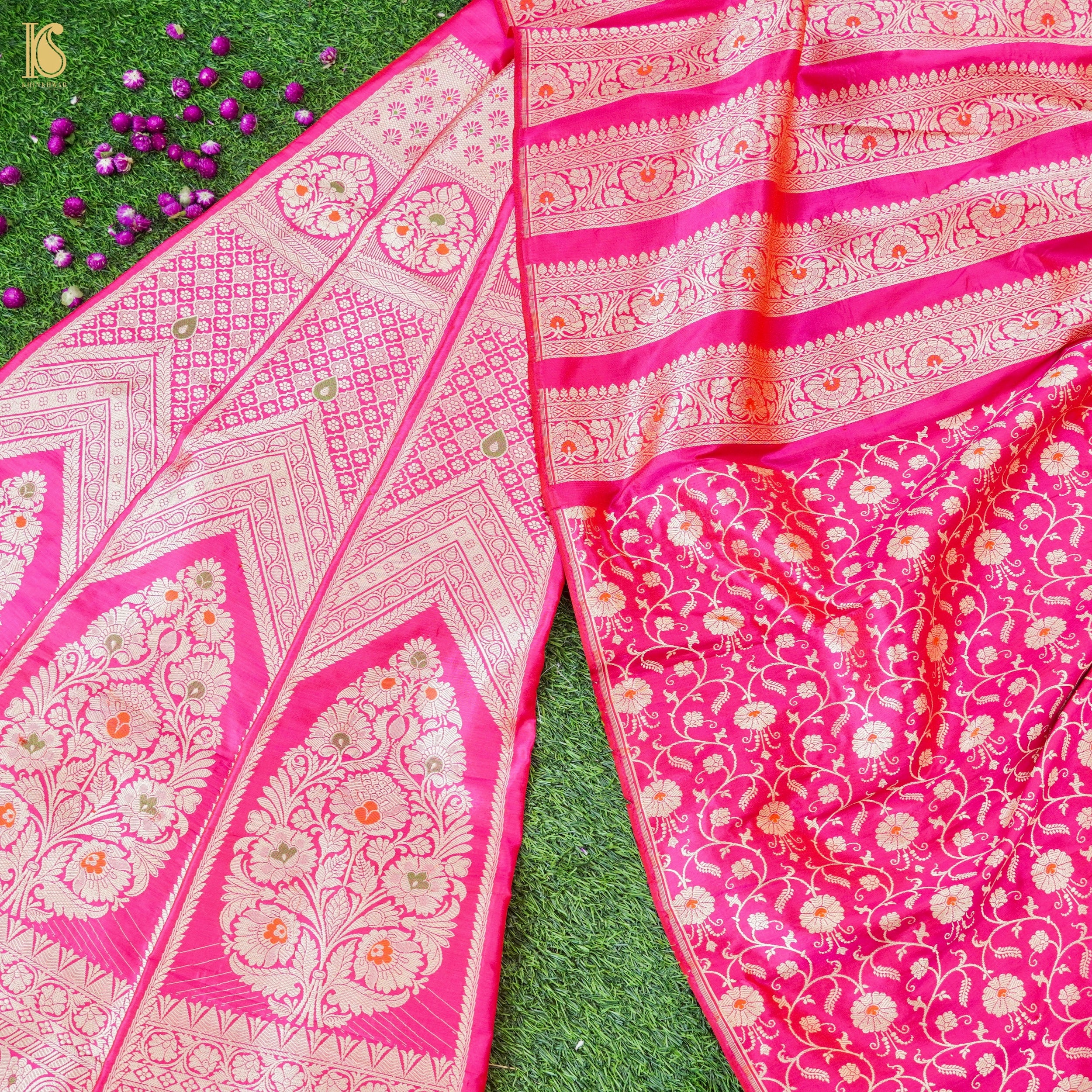 Handloom Banarasi Katan Silk Kalidar Gulrangi Bagh Lehenga