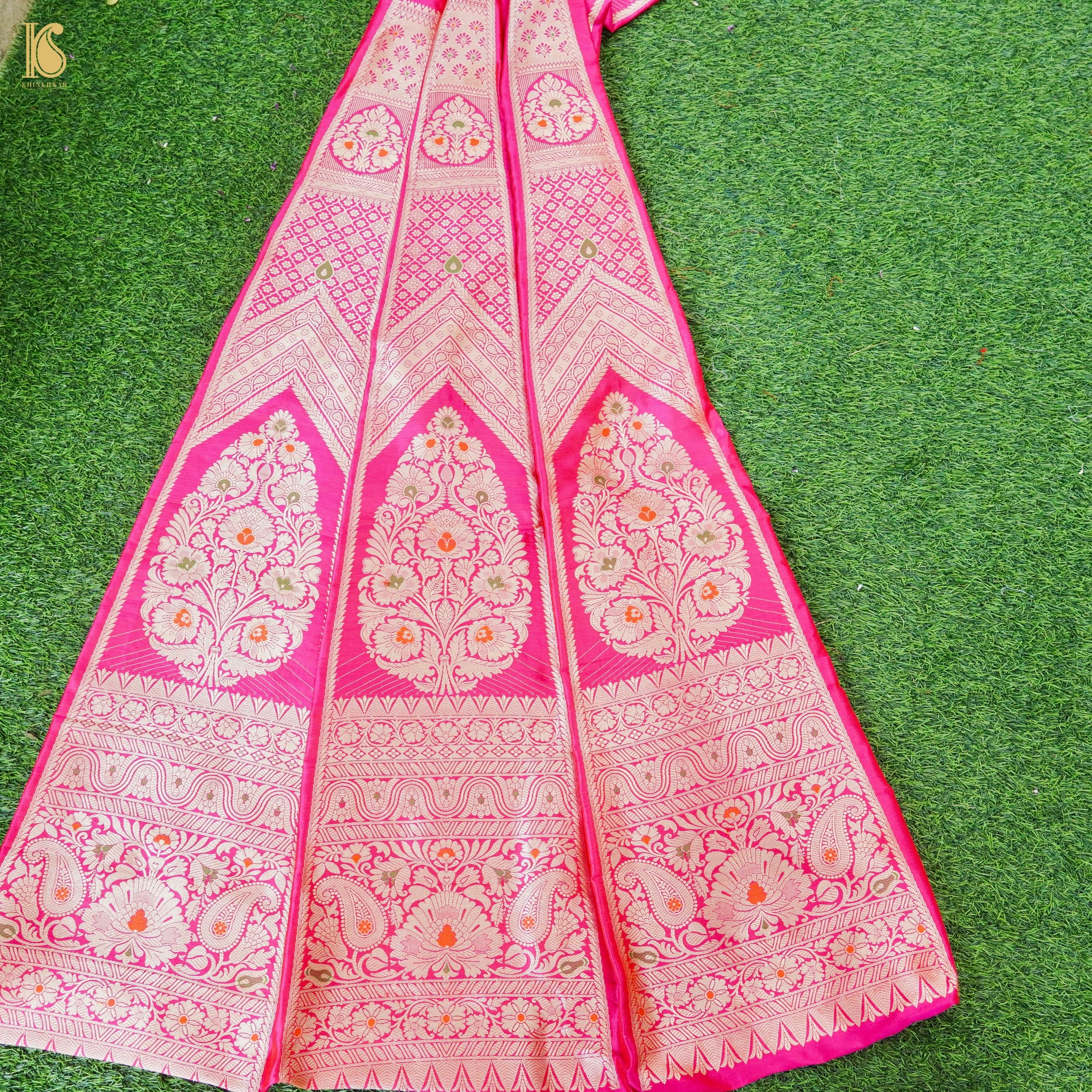 Handloom Banarasi Katan Silk Kalidar Gulrangi Bagh Lehenga