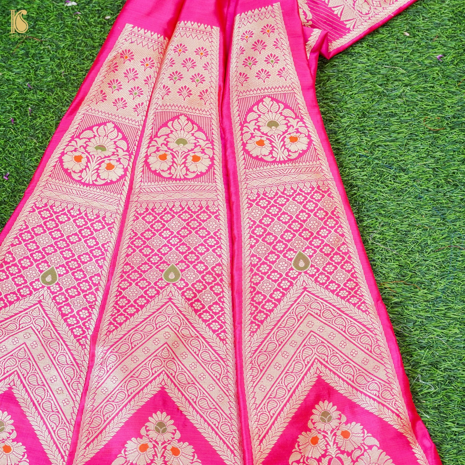 Handloom Banarasi Katan Silk Kalidar Gulrangi Bagh Lehenga