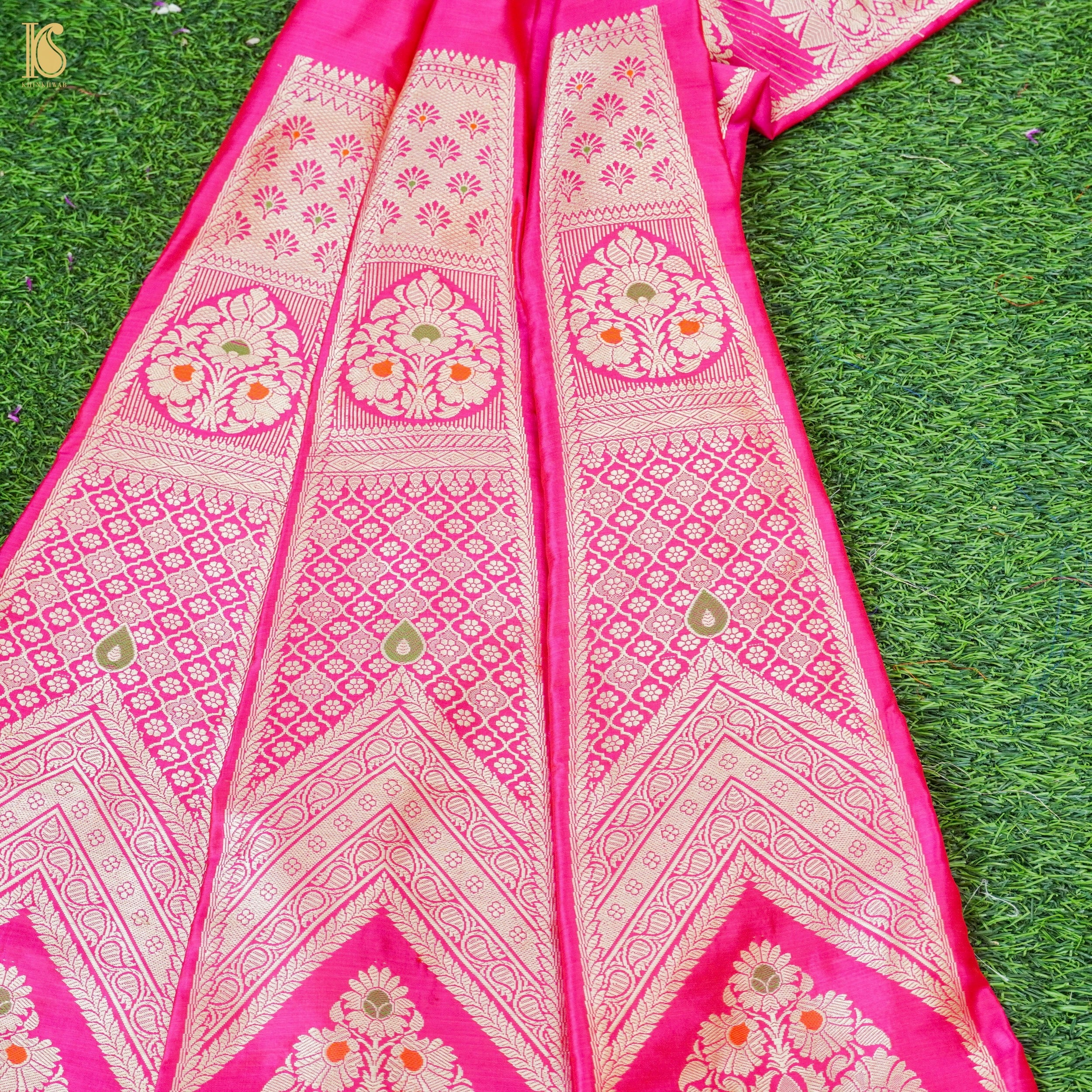 Handloom Banarasi Katan Silk Kalidar Gulrangi Bagh Lehenga
