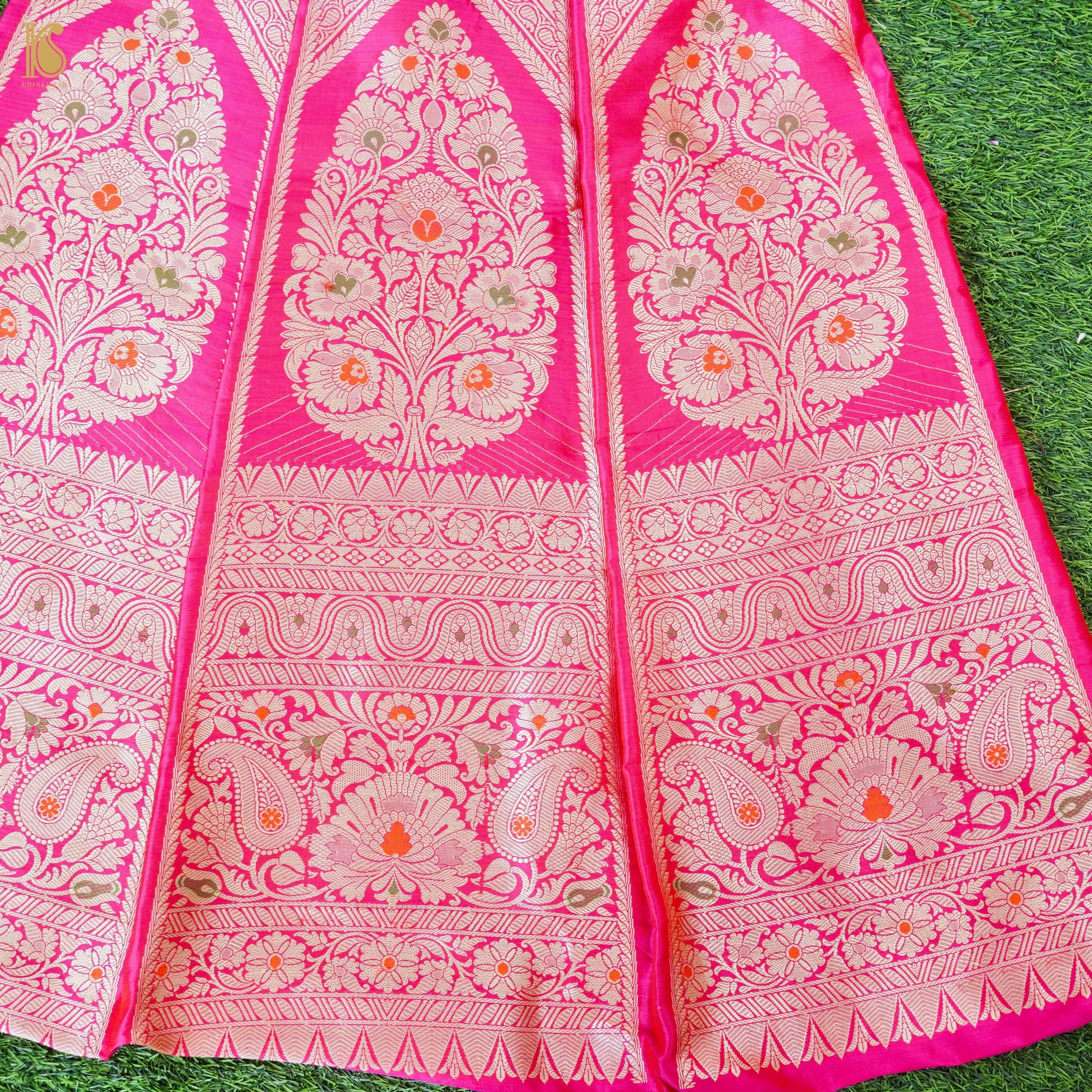 Handloom Banarasi Katan Silk Kalidar Gulrangi Bagh Lehenga