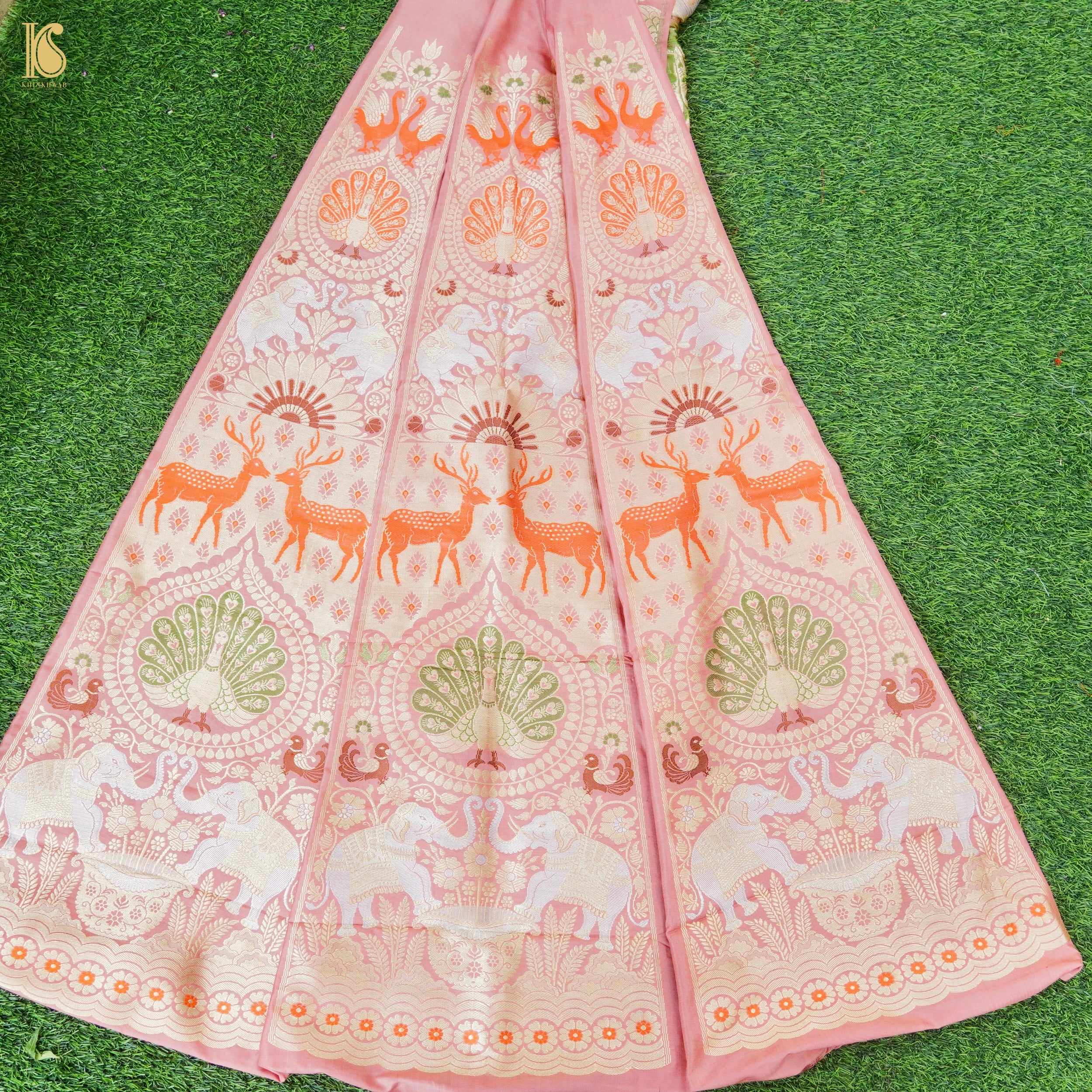 Handloom Banarasi Katan Silk Kalidar Mayura Gajraj Lehenga