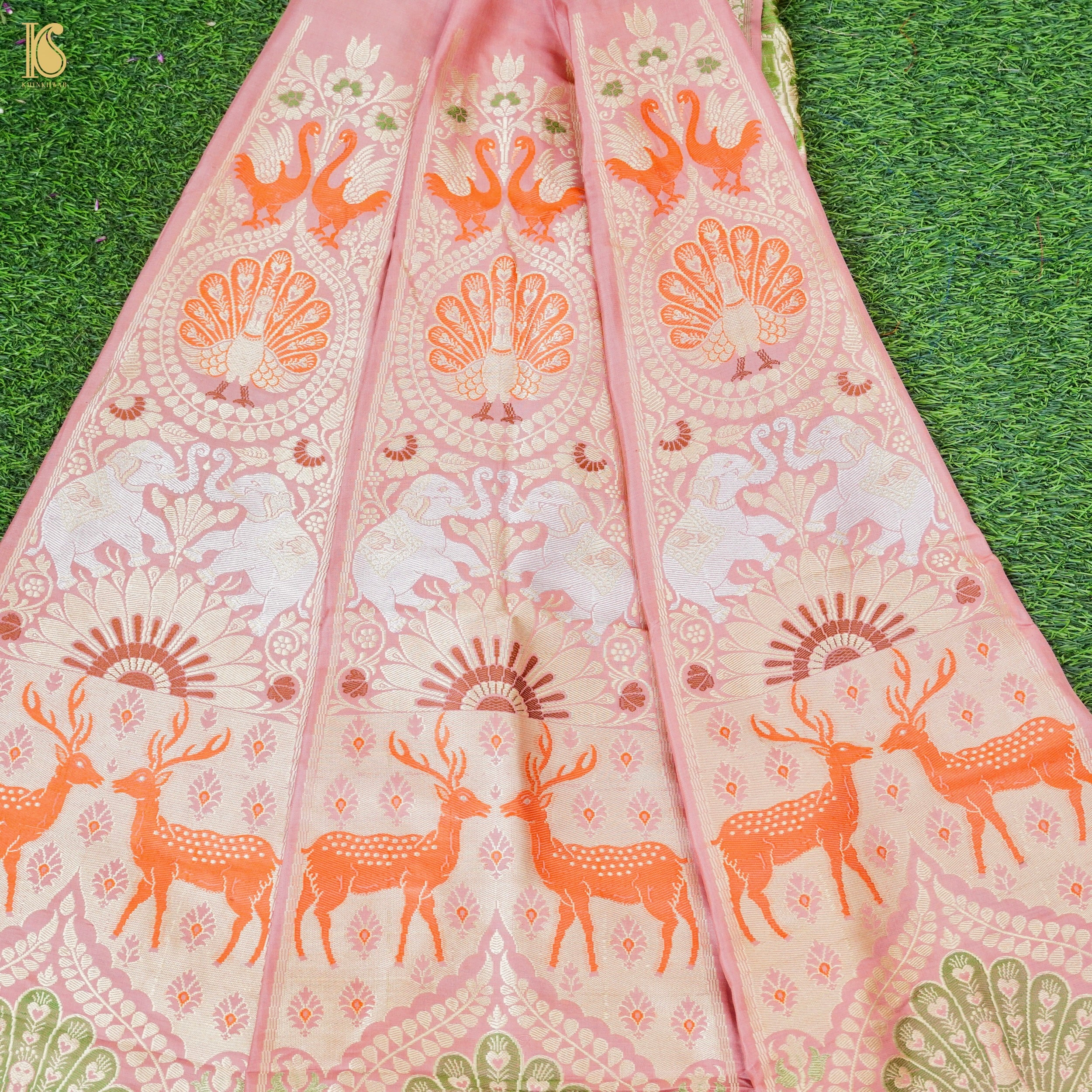 Handloom Banarasi Katan Silk Kalidar Mayura Gajraj Lehenga