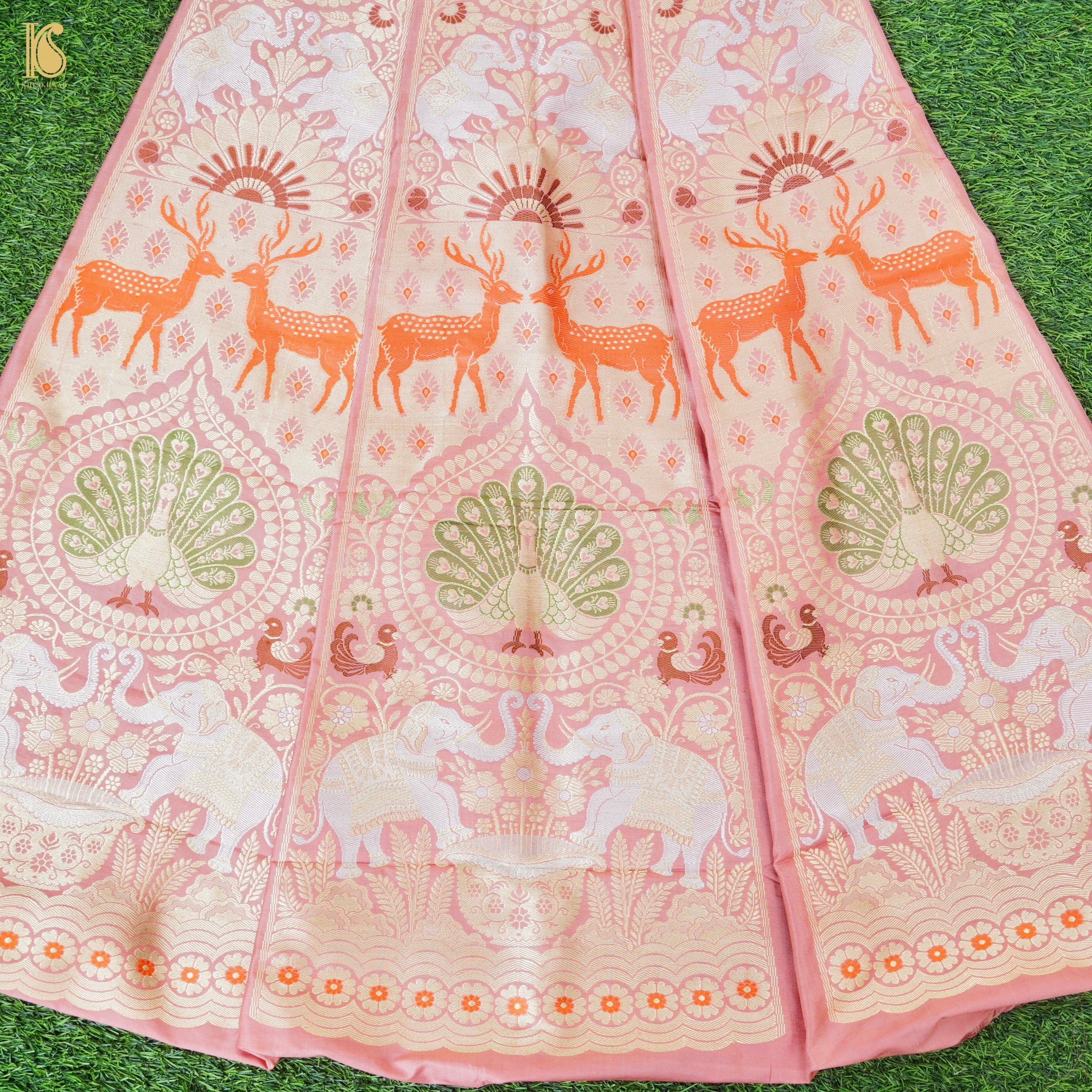 Handloom Banarasi Katan Silk Kalidar Mayura Gajraj Lehenga