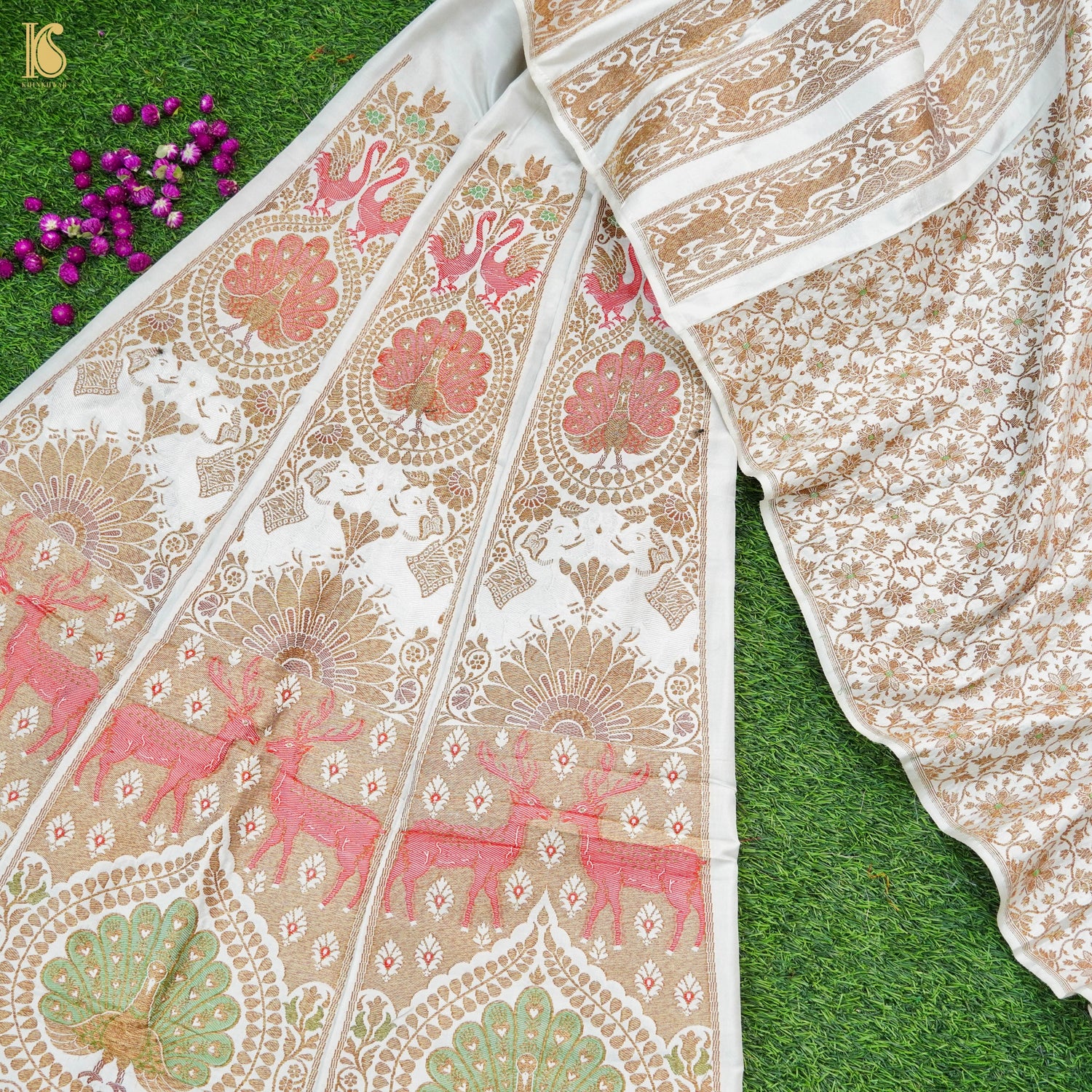Handloom Banarasi Katan Silk Kalidar Mayura Gajraj Lehenga
