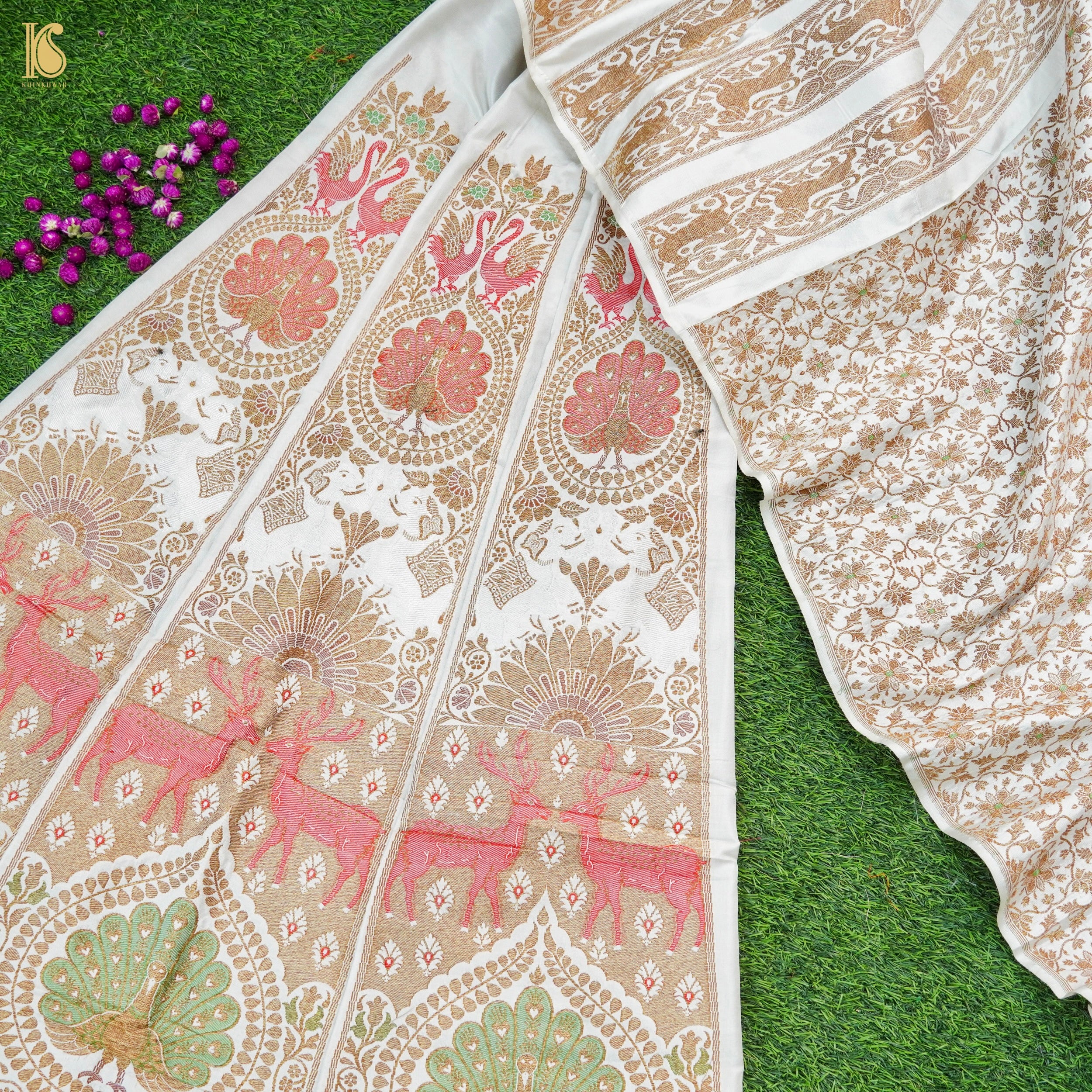 Handloom Banarasi Katan Silk Kalidar Mayura Gajraj Lehenga