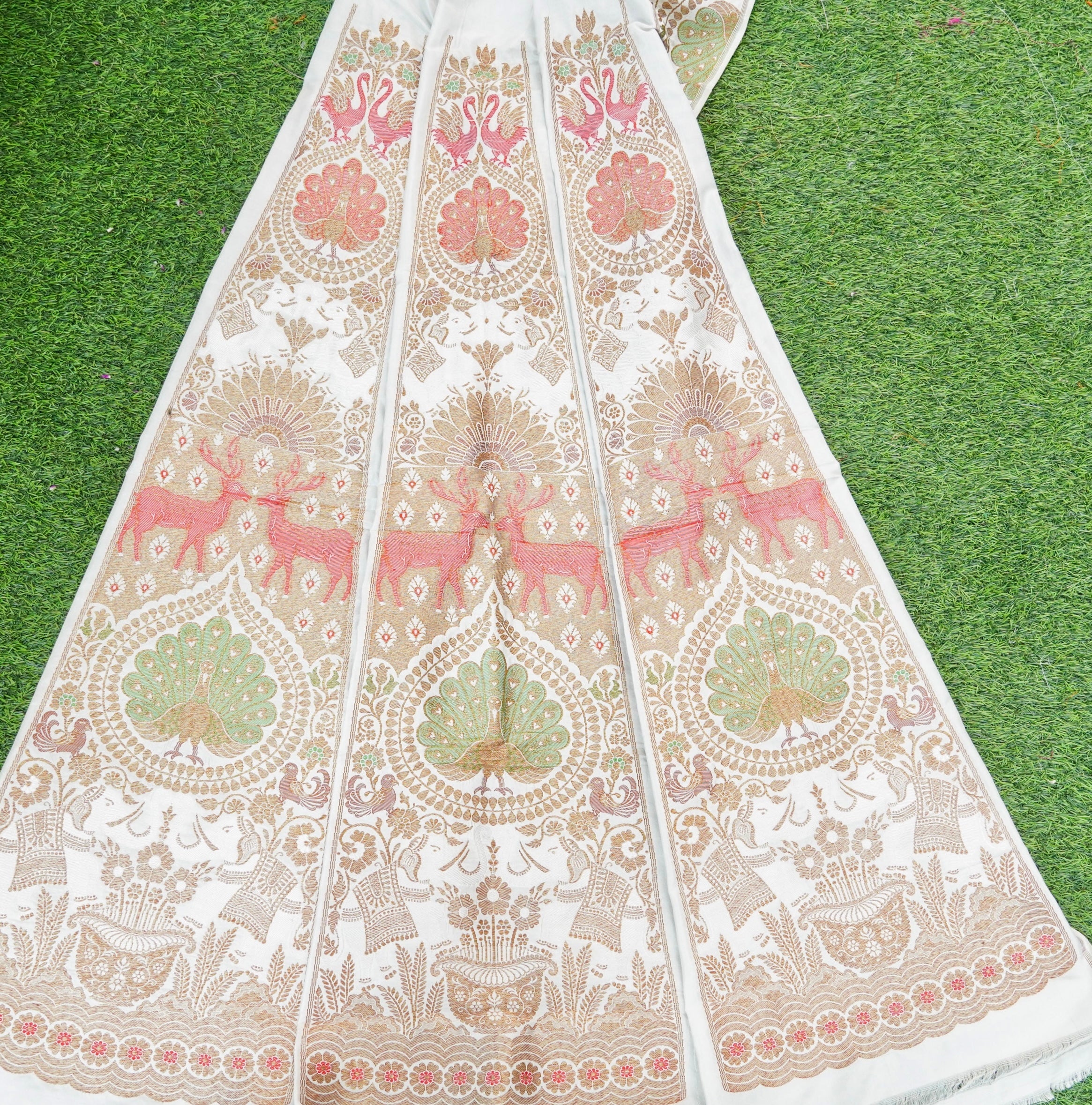 Handloom Banarasi Katan Silk Kalidar Mayura Gajraj Lehenga