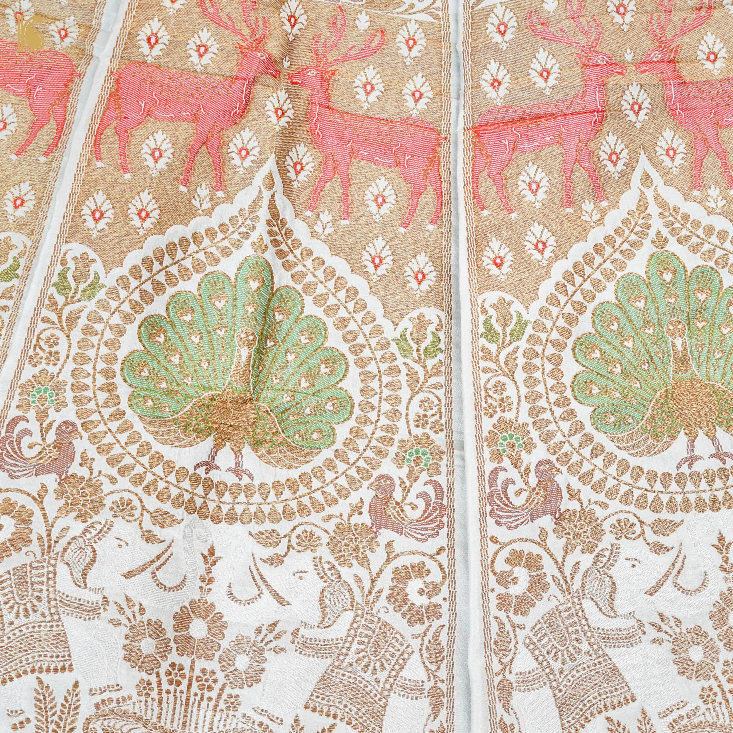 Handloom Banarasi Katan Silk Kalidar Mayura Gajraj Lehenga