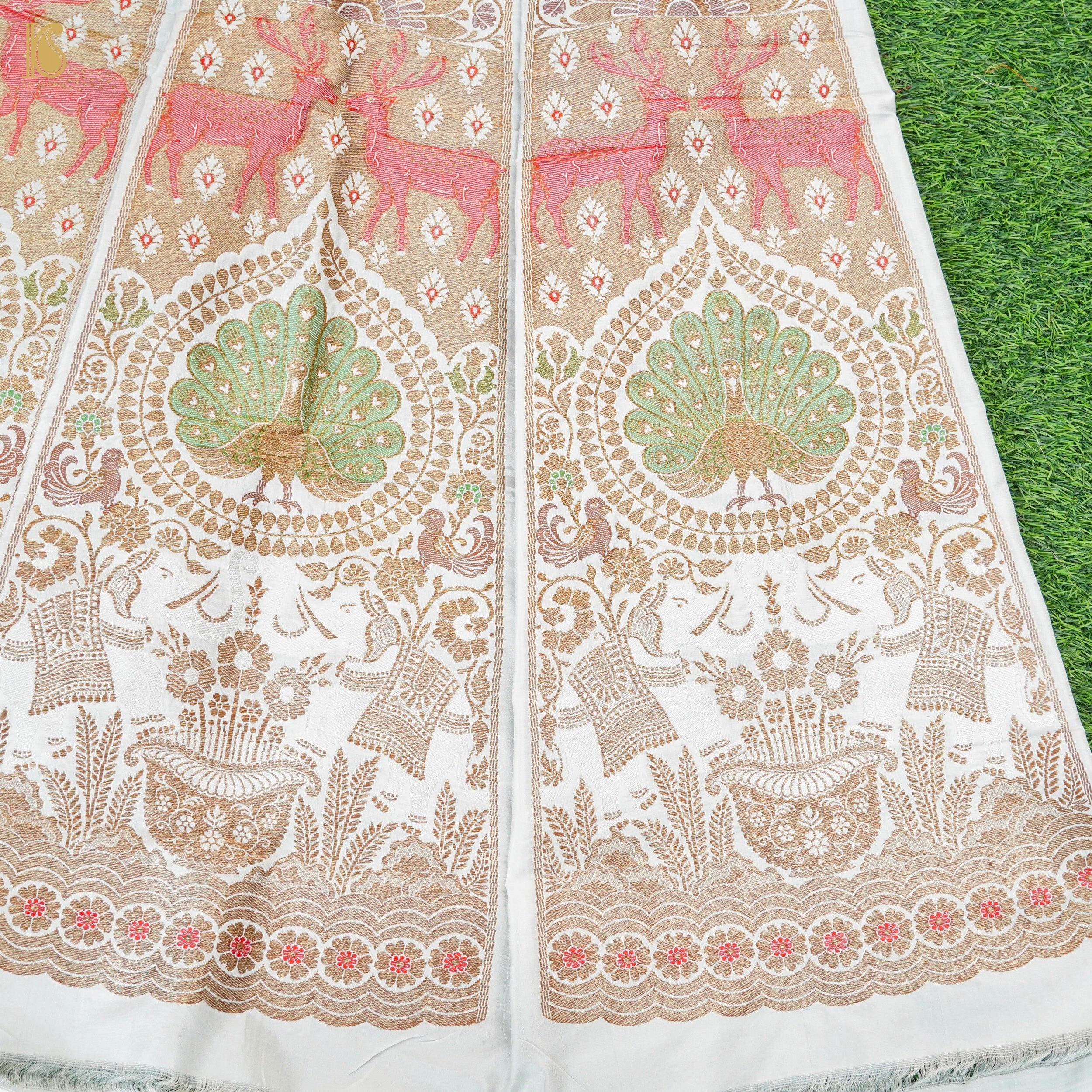 Handloom Banarasi Katan Silk Kalidar Mayura Gajraj Lehenga