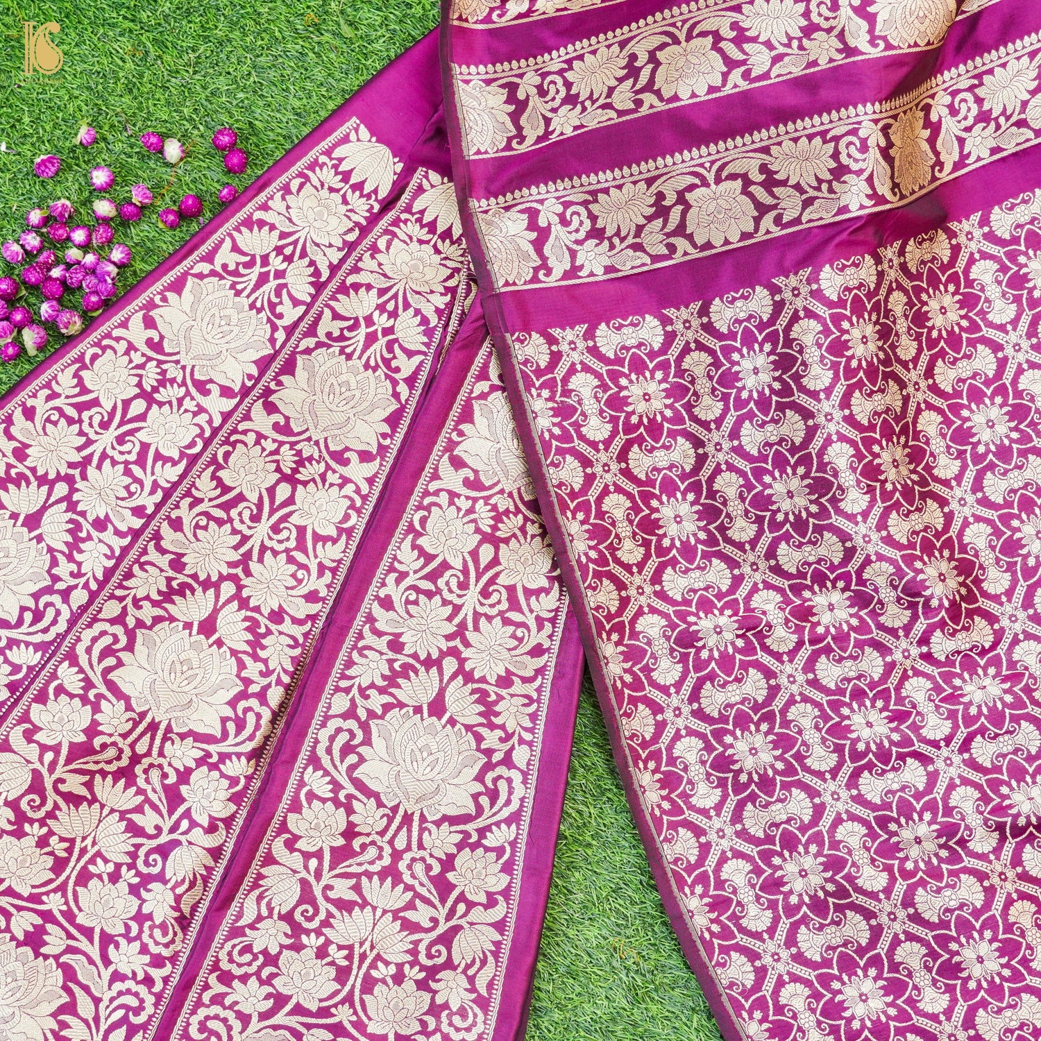 Handloom Banarasi Katan Silk Kalidar Lotus Lehenga