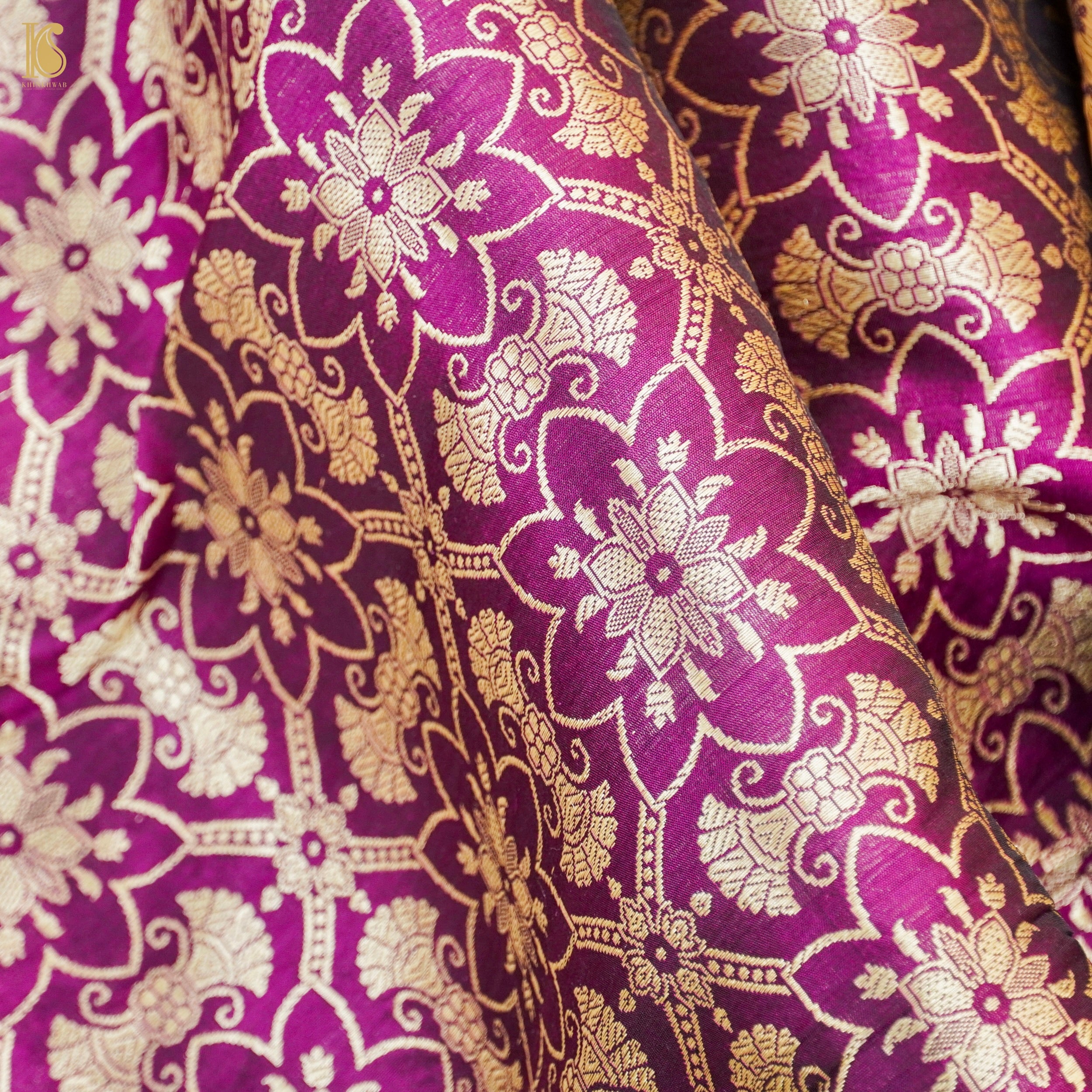 Handloom Banarasi Katan Silk Kalidar Lotus Lehenga