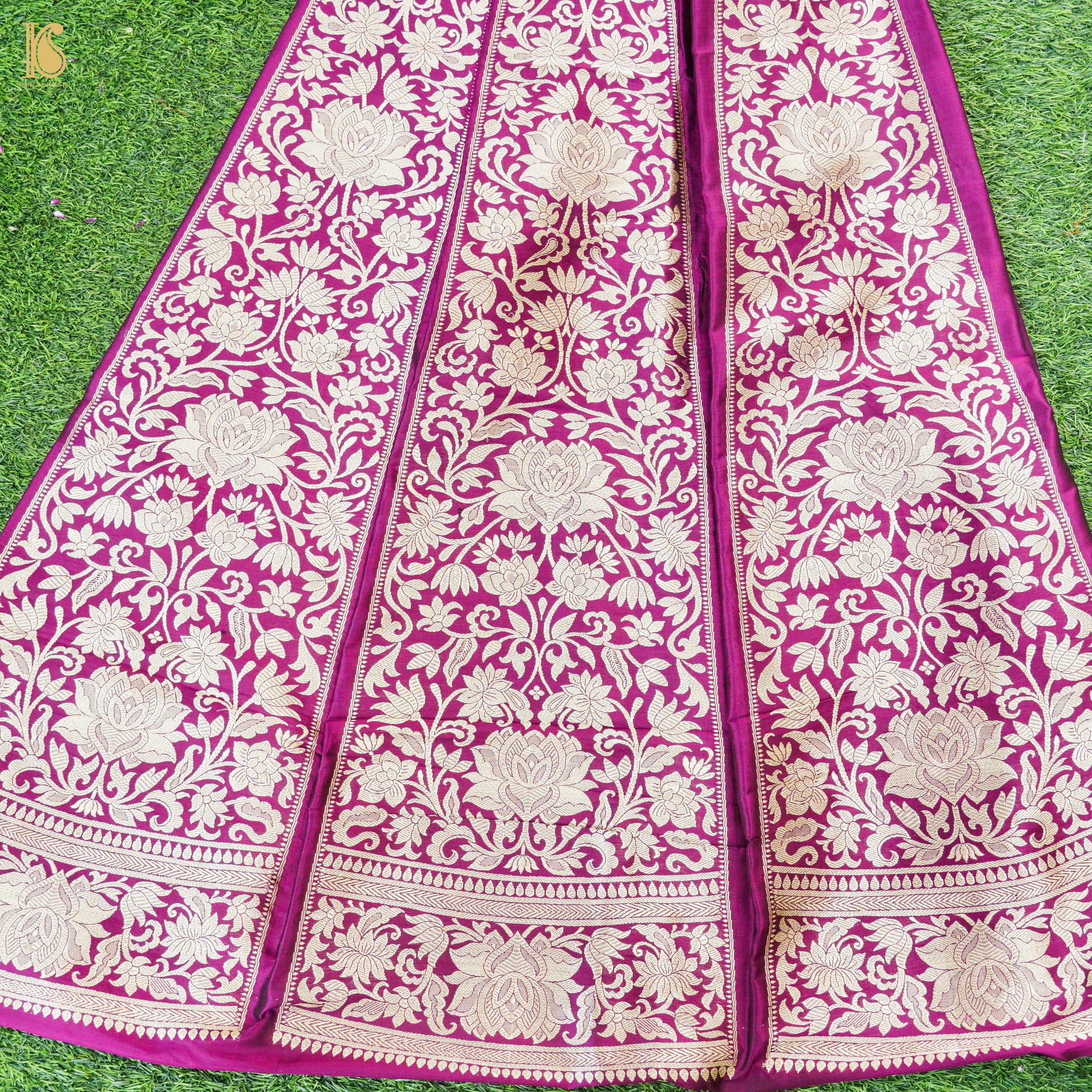 Handloom Banarasi Katan Silk Kalidar Lotus Lehenga