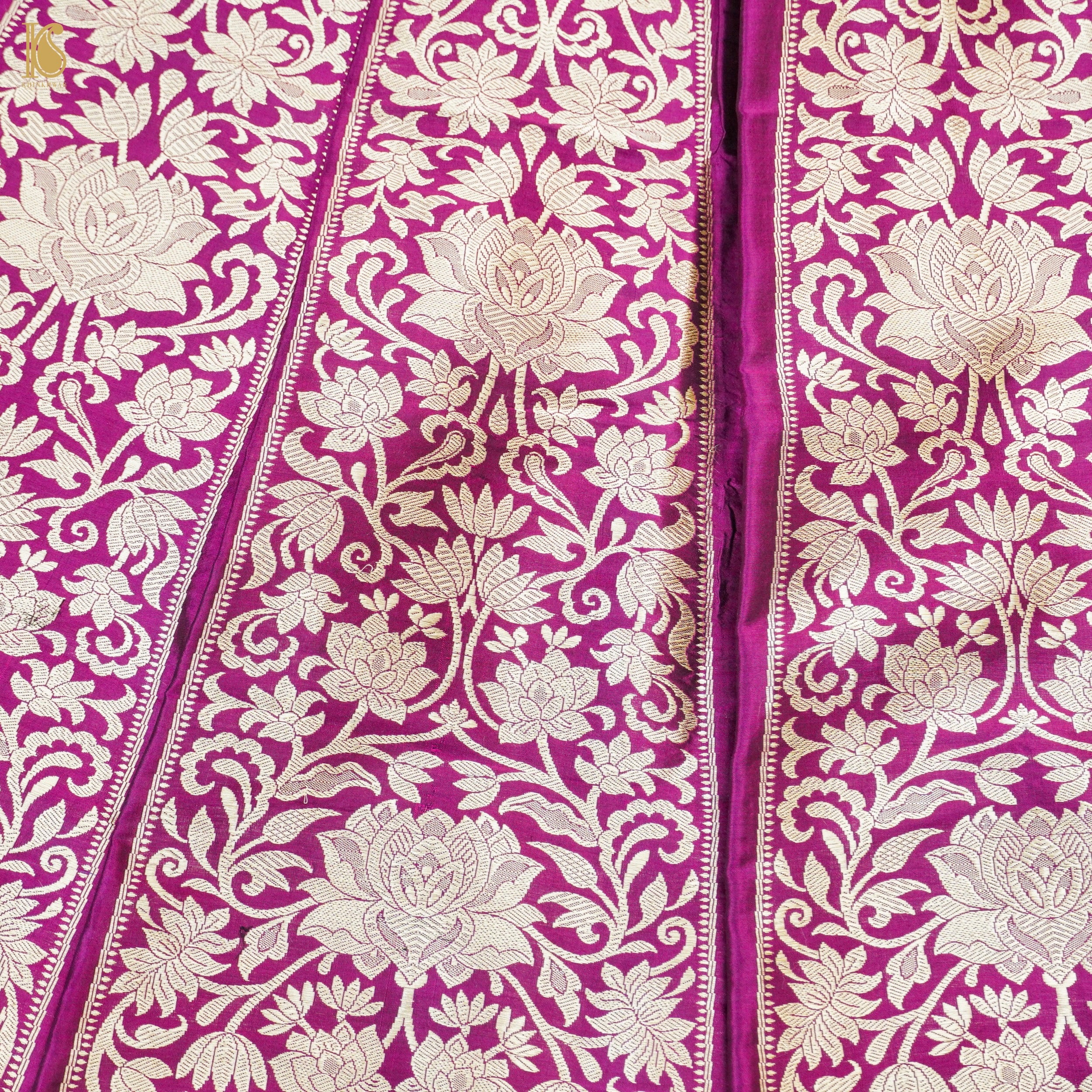 Handloom Banarasi Katan Silk Kalidar Lotus Lehenga
