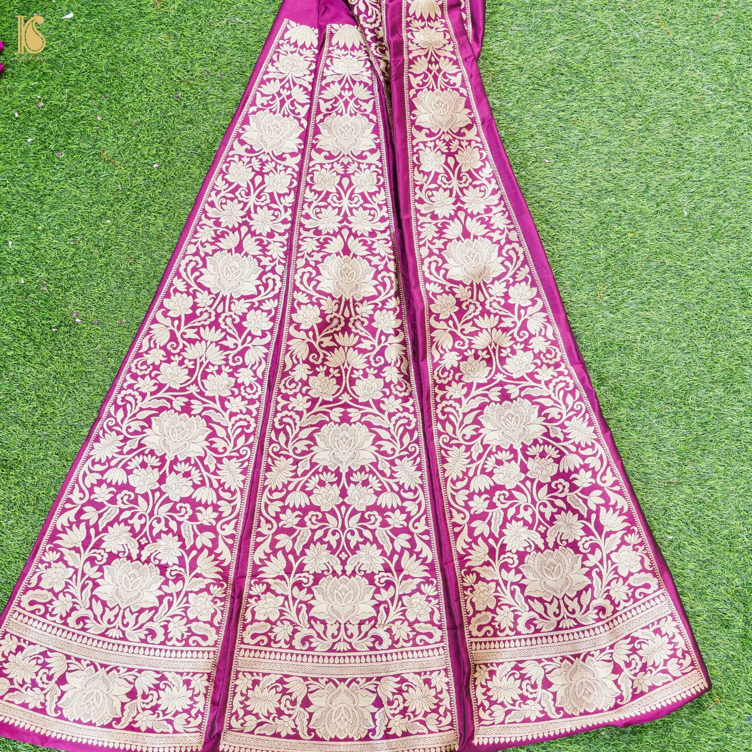Handloom Banarasi Katan Silk Kalidar Lotus Lehenga