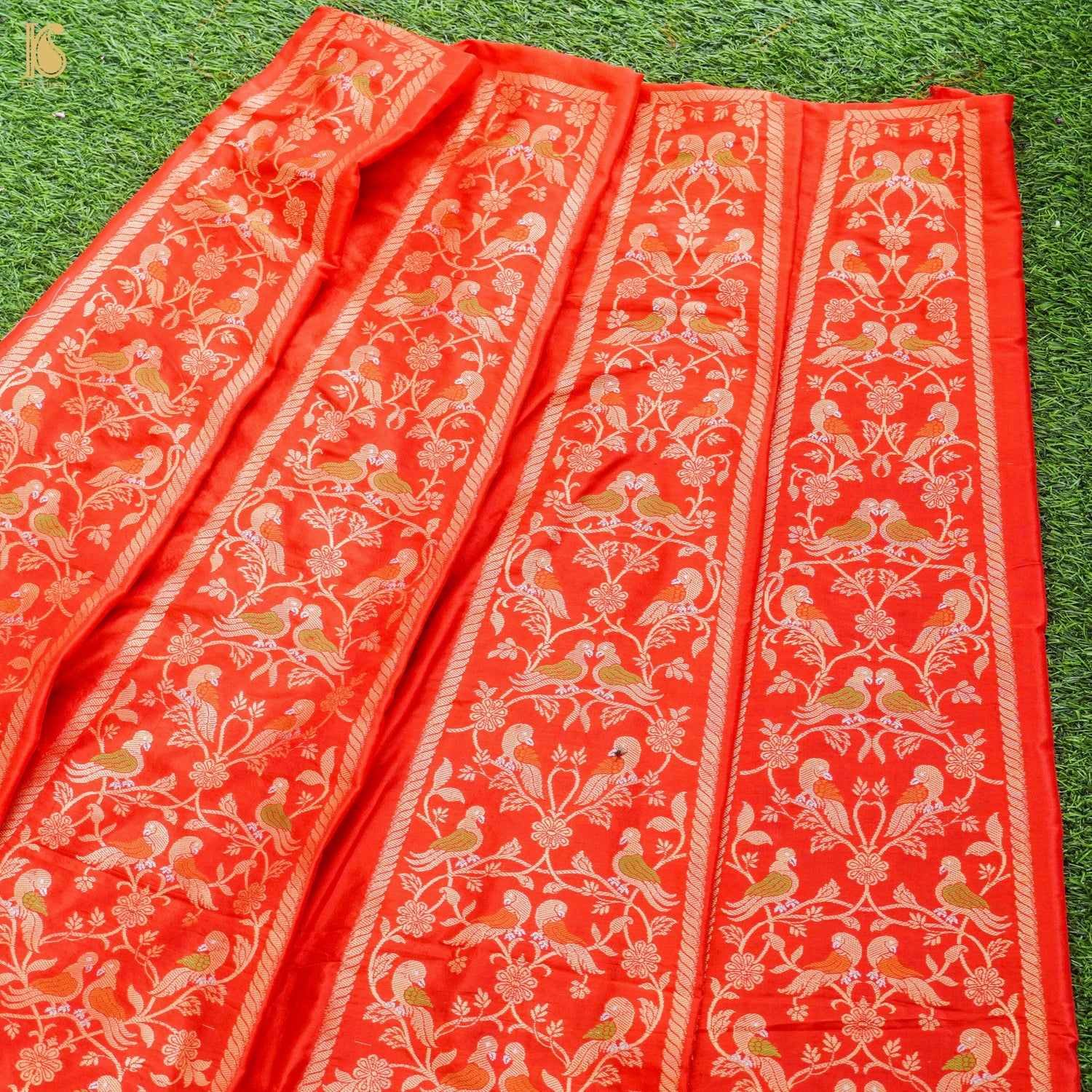 Handloom Banarasi Katan Silk Kalidar Chidiya Lehenga