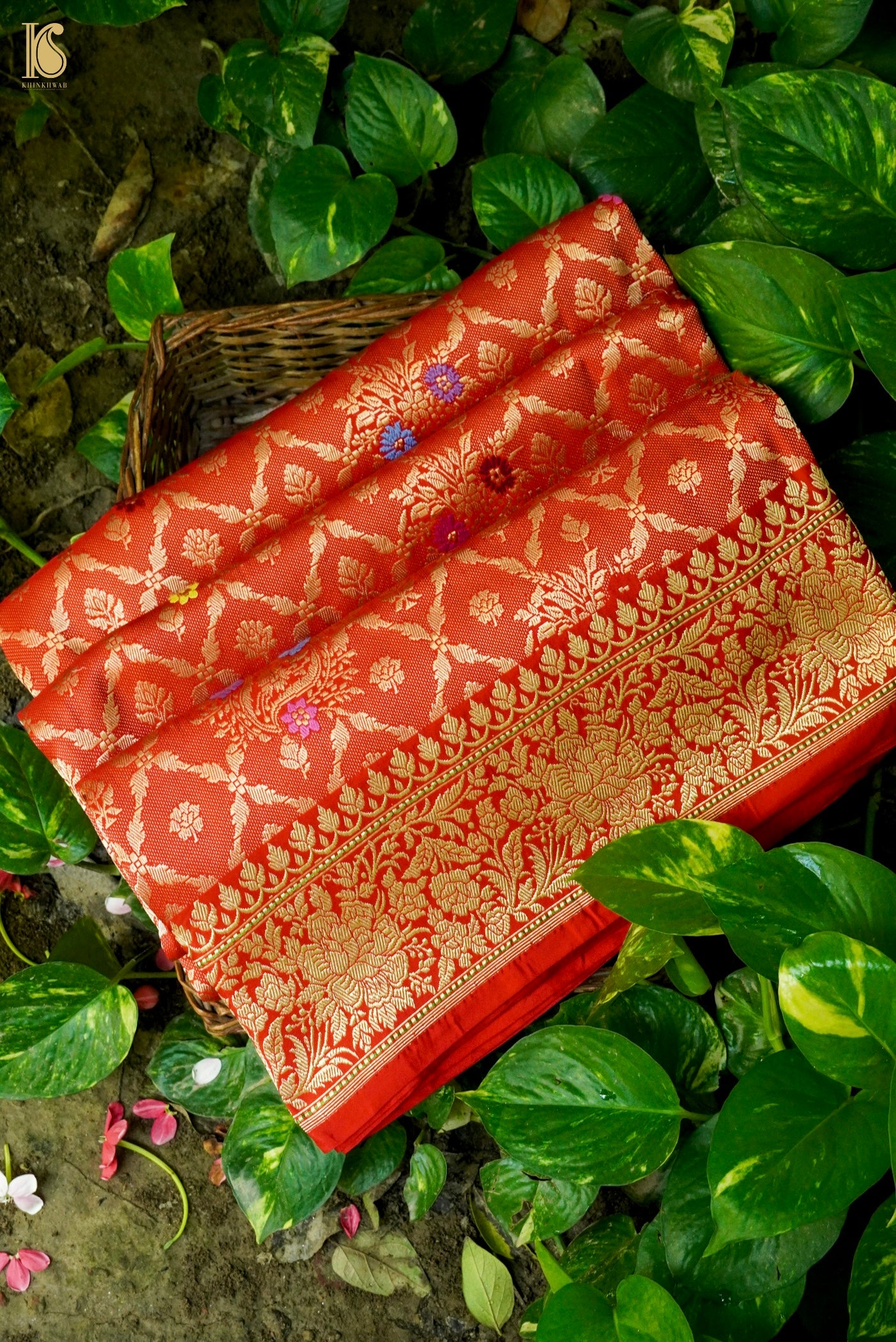 Handloom Banarasi Katan Silk Meenakari Kadwa Jaal Kinkhab Saree
