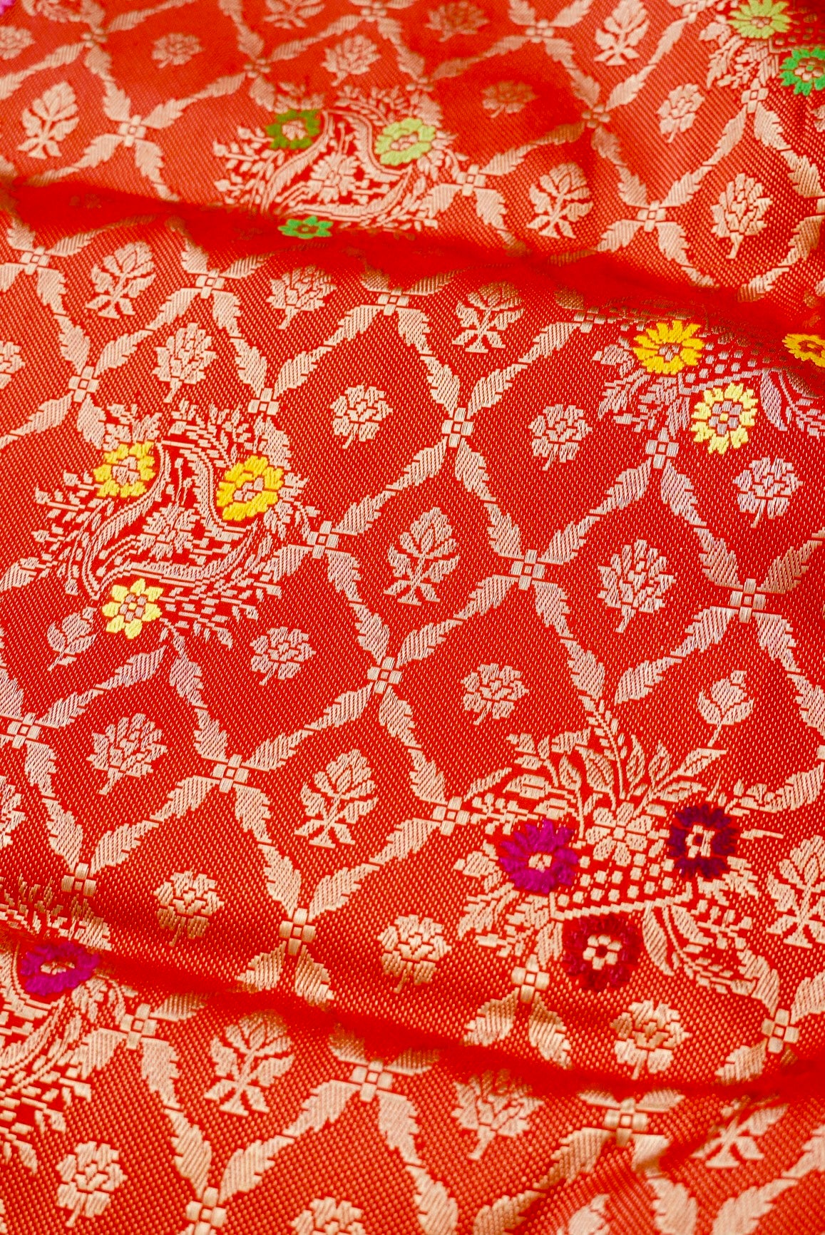 Handloom Banarasi Katan Silk Meenakari Kadwa Jaal Kinkhab Saree
