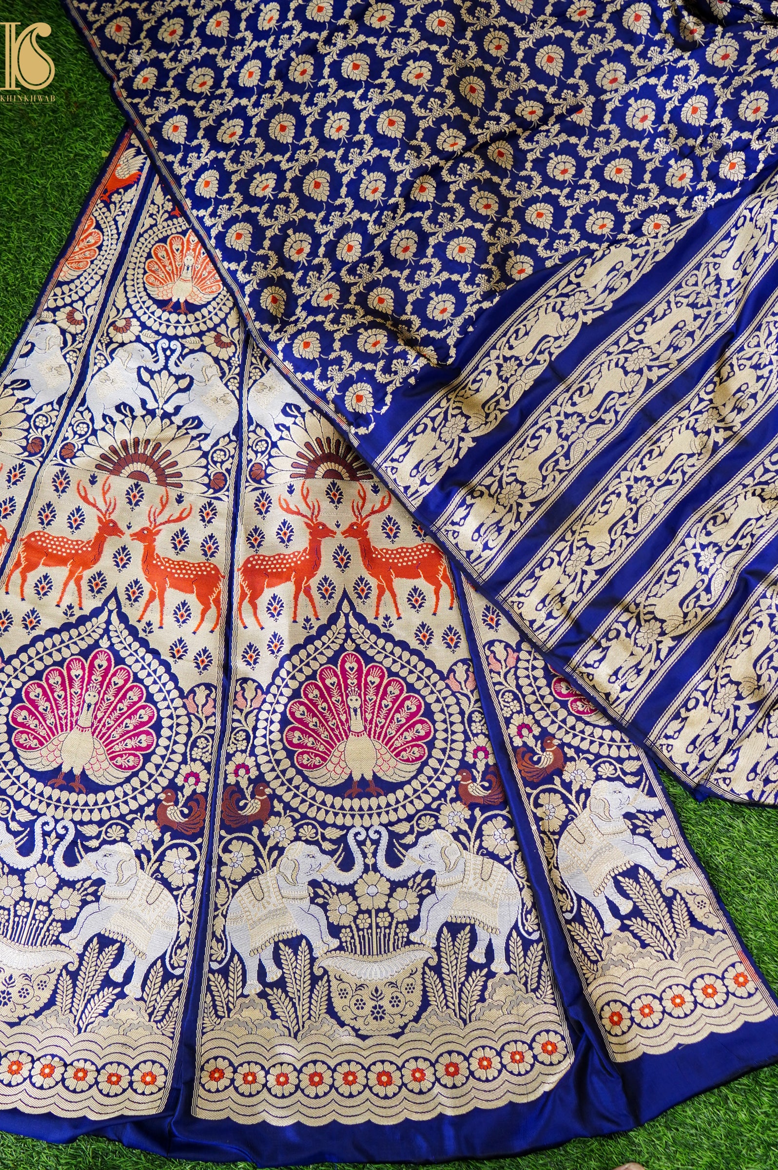 Handloom Banarasi Katan Silk Kalidar Mayura Gajraj Lehenga