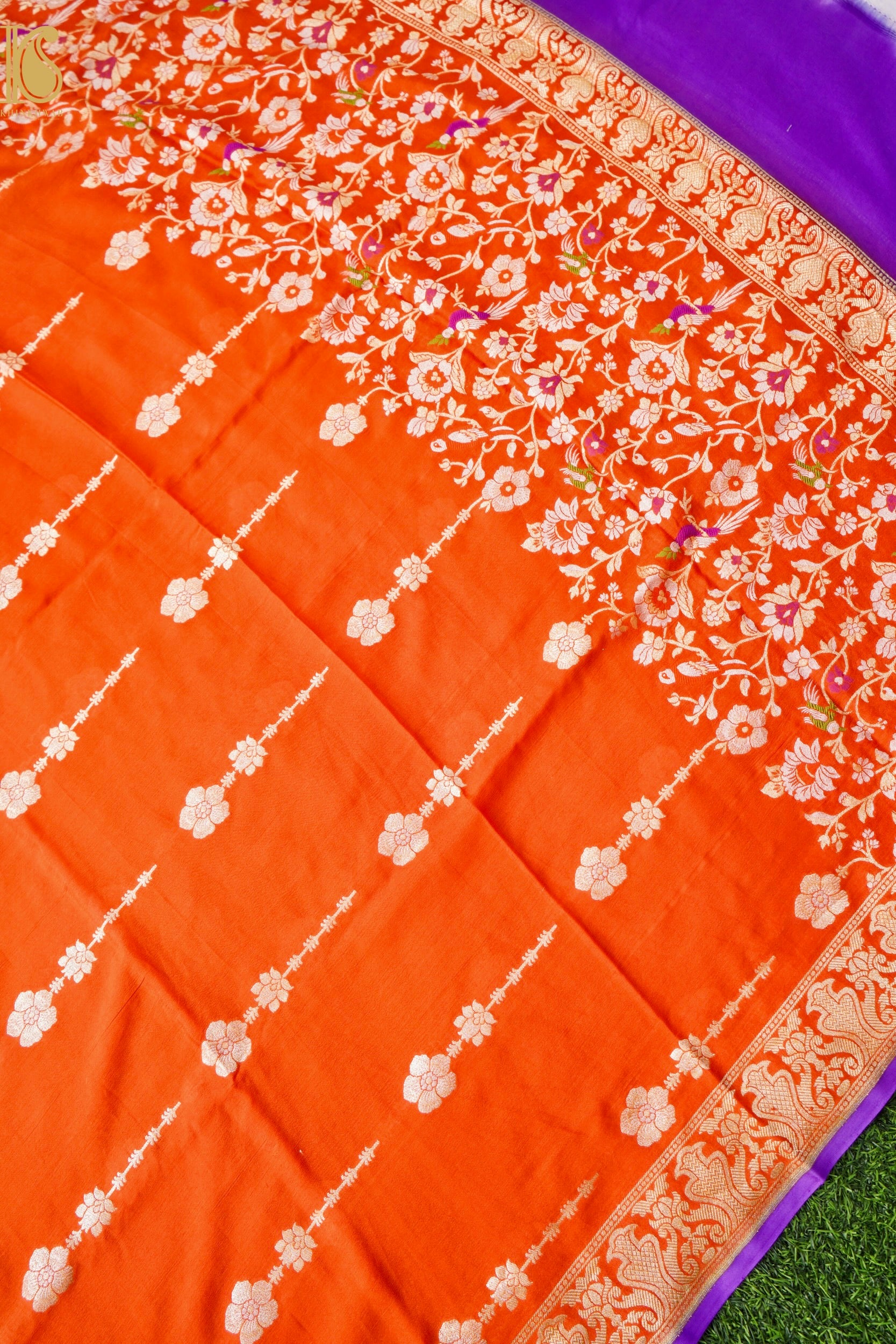 Pure Georgette Silk Meenakari Banarasi Jaal Dupatta - Khinkhwab