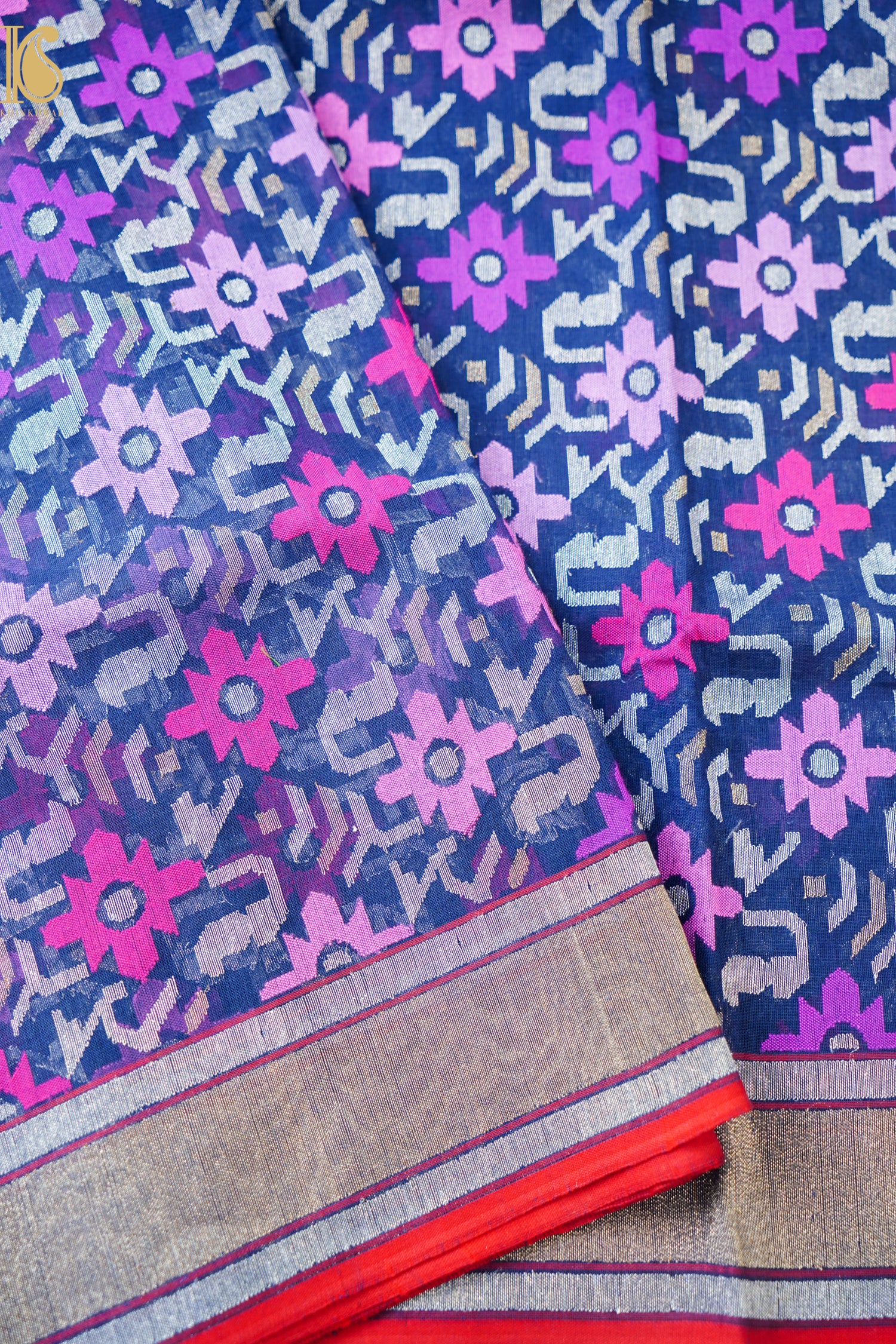 Handloom Banarasi Real Silver Zari Cotton Saree
