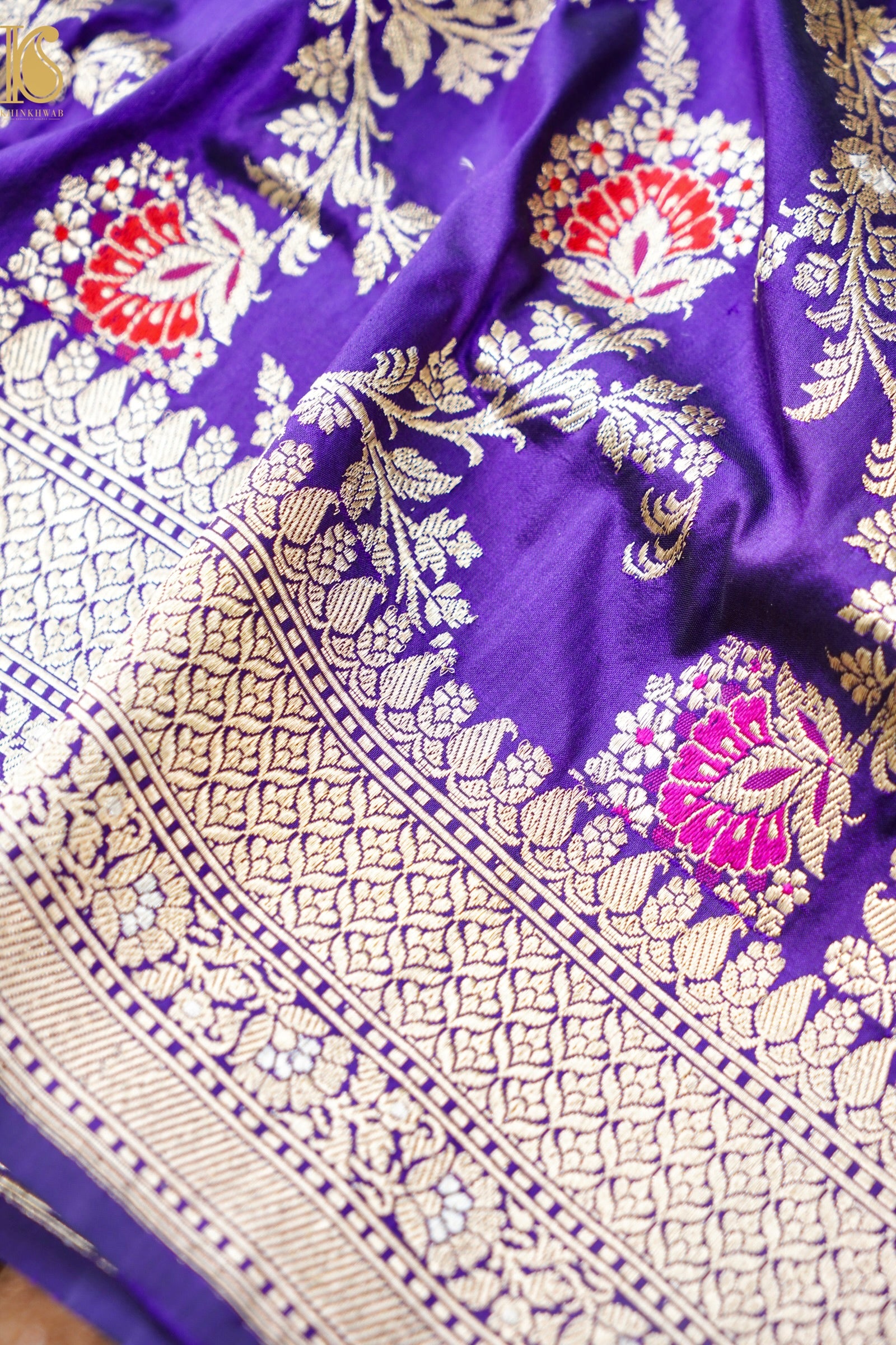 Banarasi Katan Silk Handwoven Kadwa Jaal Saree