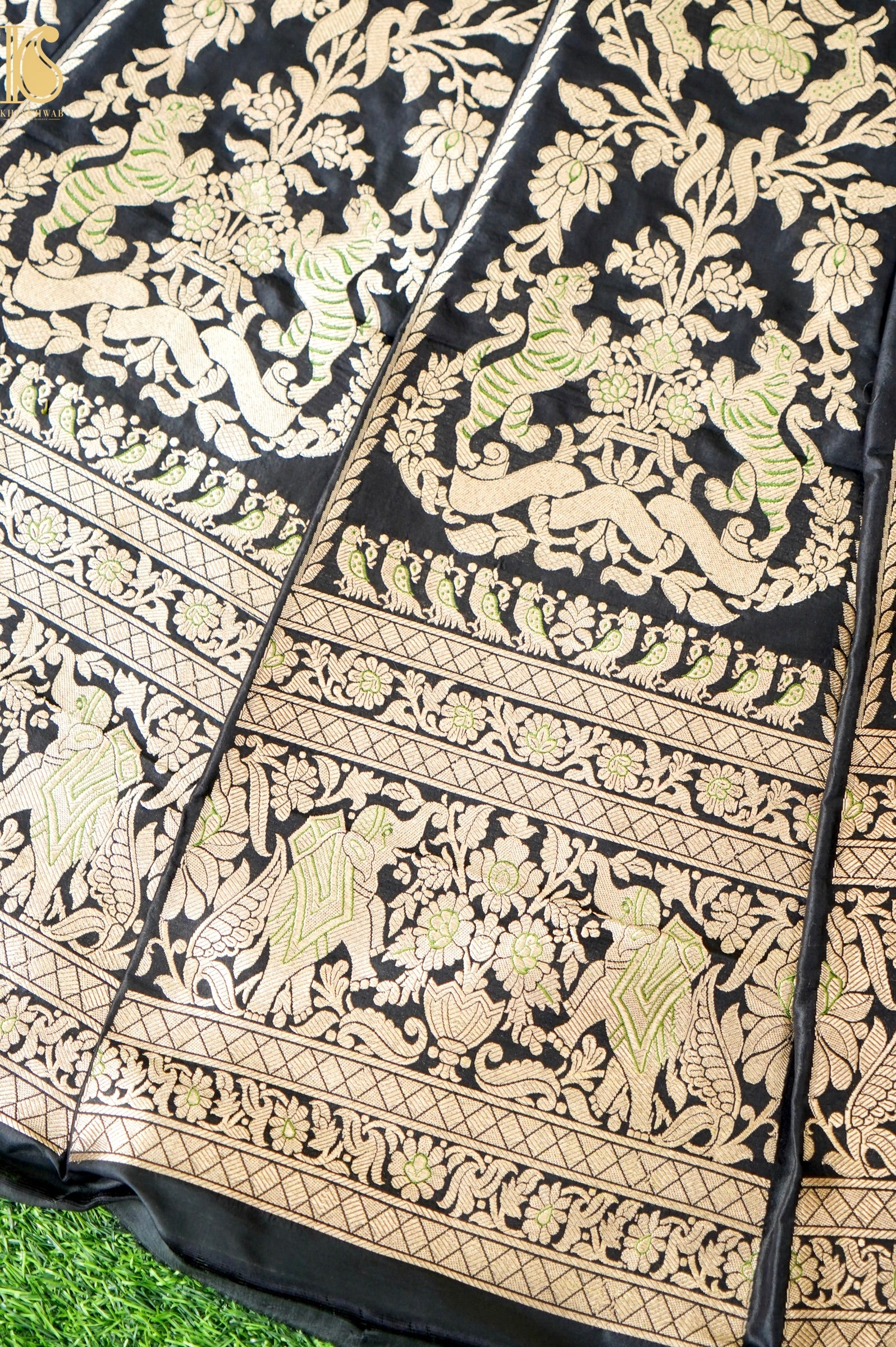 Handloom Banarasi Katan SIlk Kalidar Vanrajni Lehenga