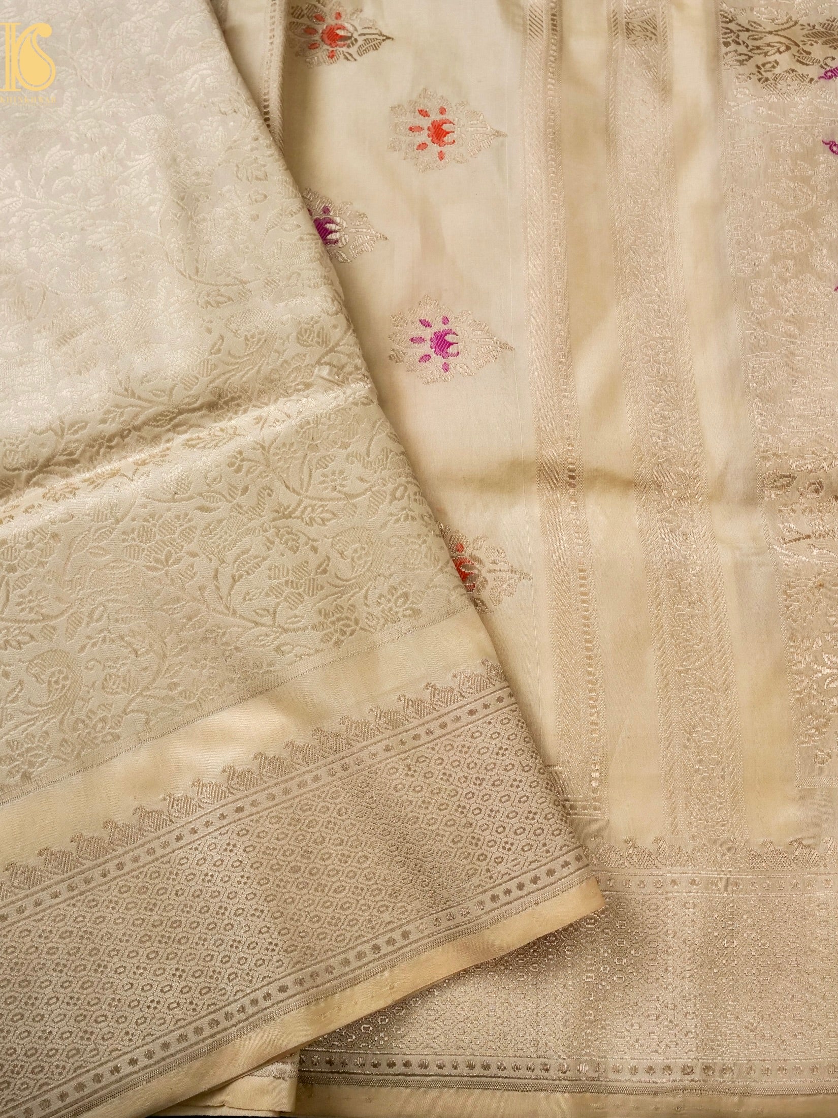 Handloom Banarasi Katan Silk Kadwa Zari Vasket Shikargah Saree