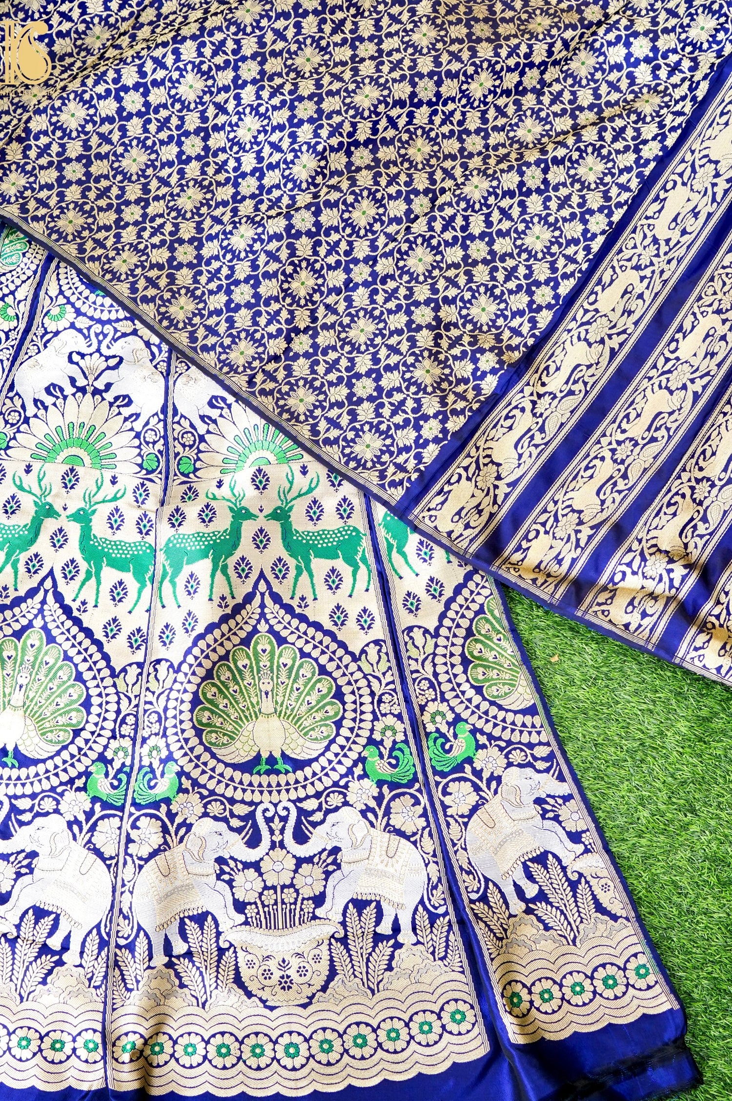 Handloom Banarasi Katan Silk Kalidar Mayura Gajraj Lehenga