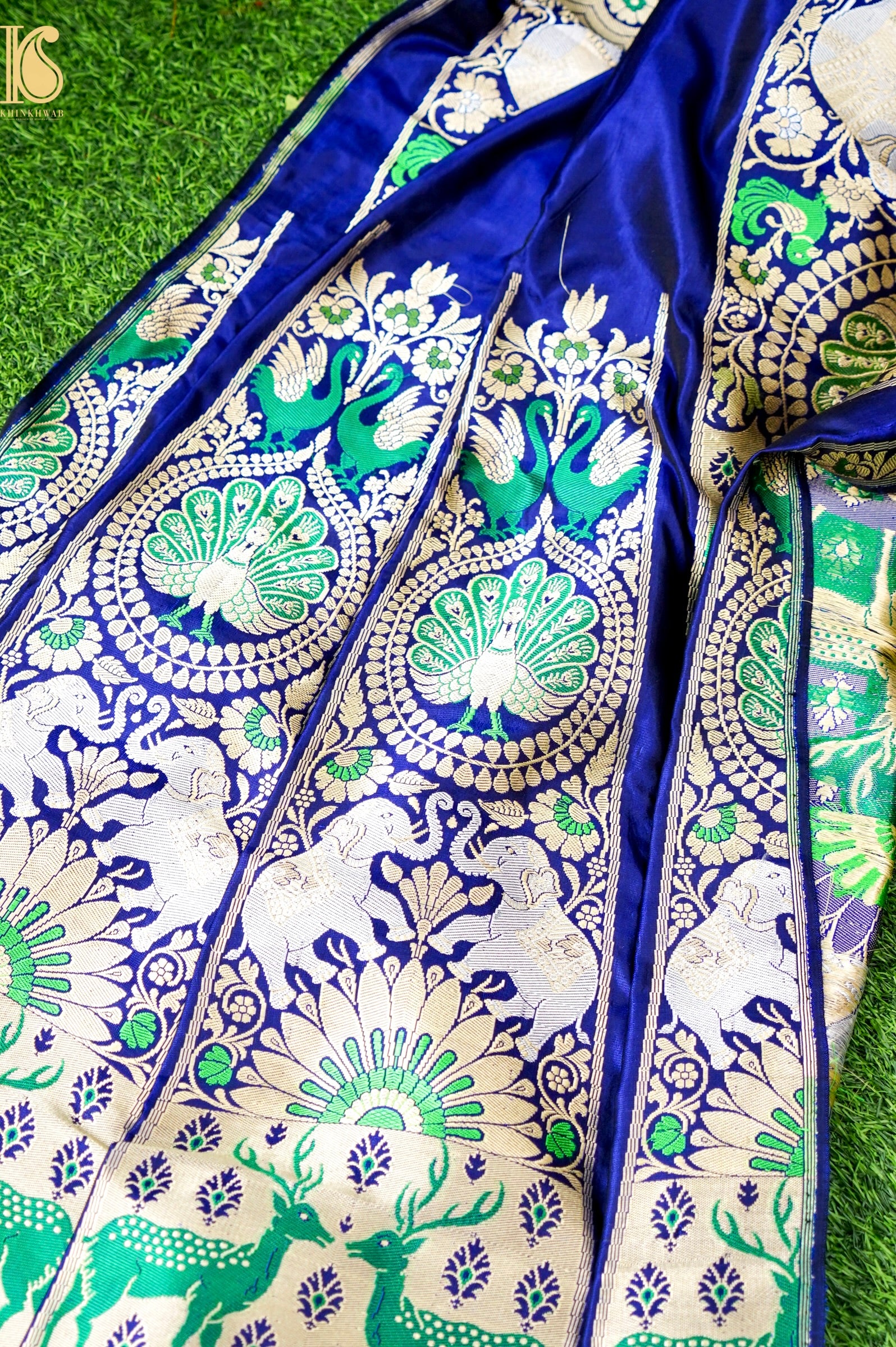 Handloom Banarasi Katan Silk Kalidar Mayura Gajraj Lehenga