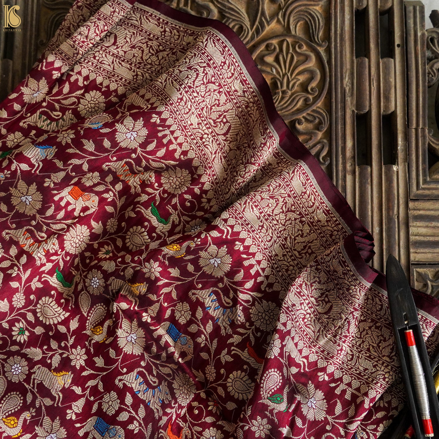 Handloom Banarasi Katan Silk Shikargah Dupatta